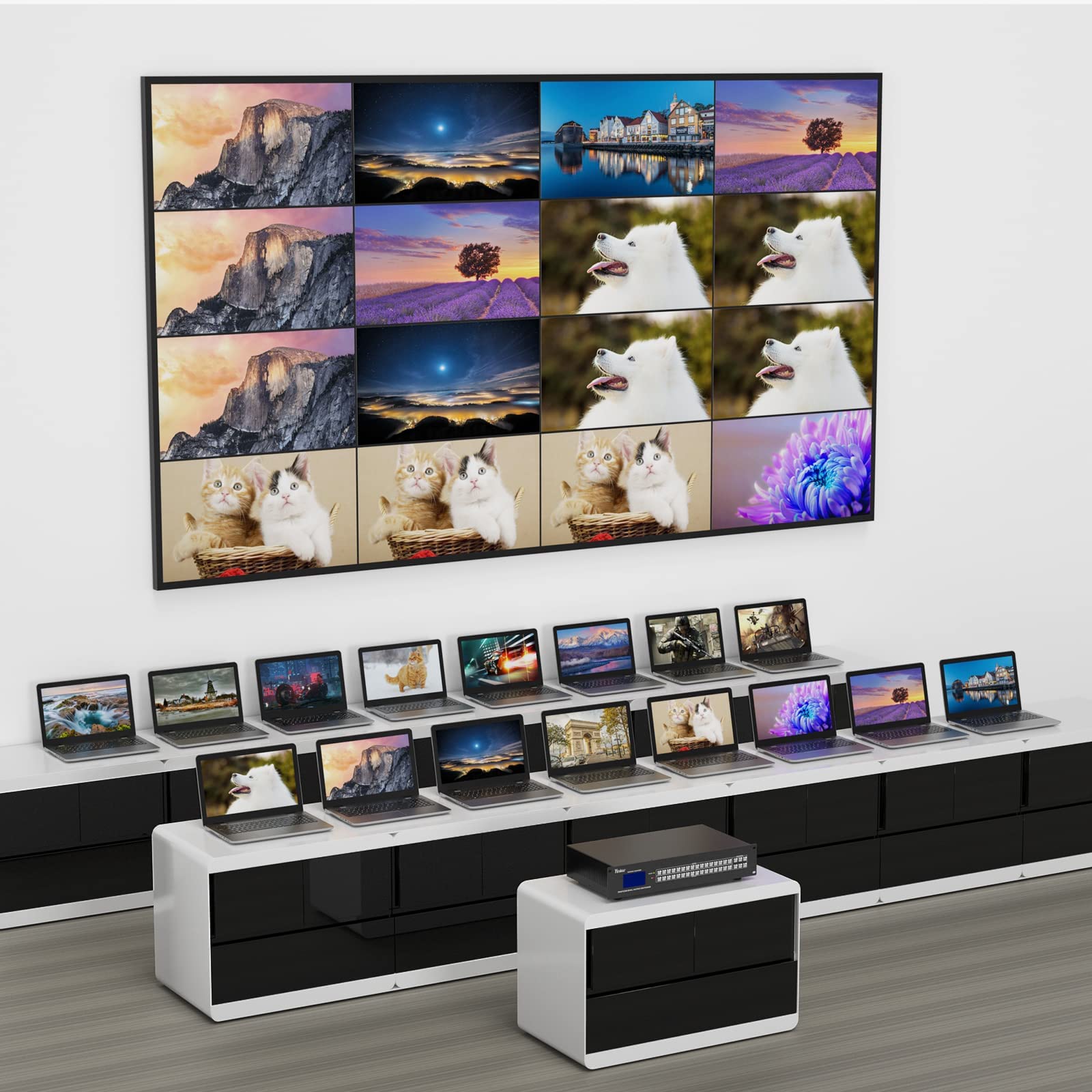 Yinker 4K 16X16 Hdmi Matrix 16 In 16 Out?Web Control?, 4K@30Hz Hdmi Switcher Splitter Support Rack Mount, Edid, Hdcp, Ir Remote Control, Rs232, Lan Port, Gui