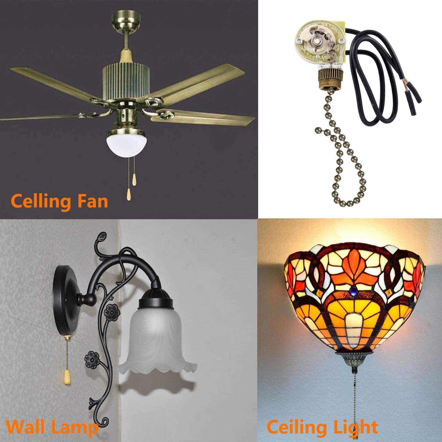 Ceiling Fan Light Switch Zing Ear Ze 109 E89885 Two Wire Light Switch With Pull Chain Cords For Hunter Ceiling Light Fans Lamps