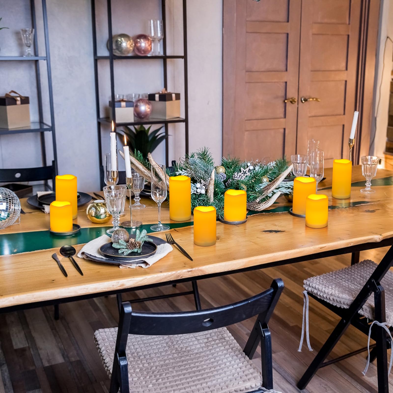 Enido Flameless Candles Led Candles Outdoor Waterproof Candles(D: 3'' X H: 4'' 5'' 6'') Battery Operated Plastic Pack Of 12 Pill