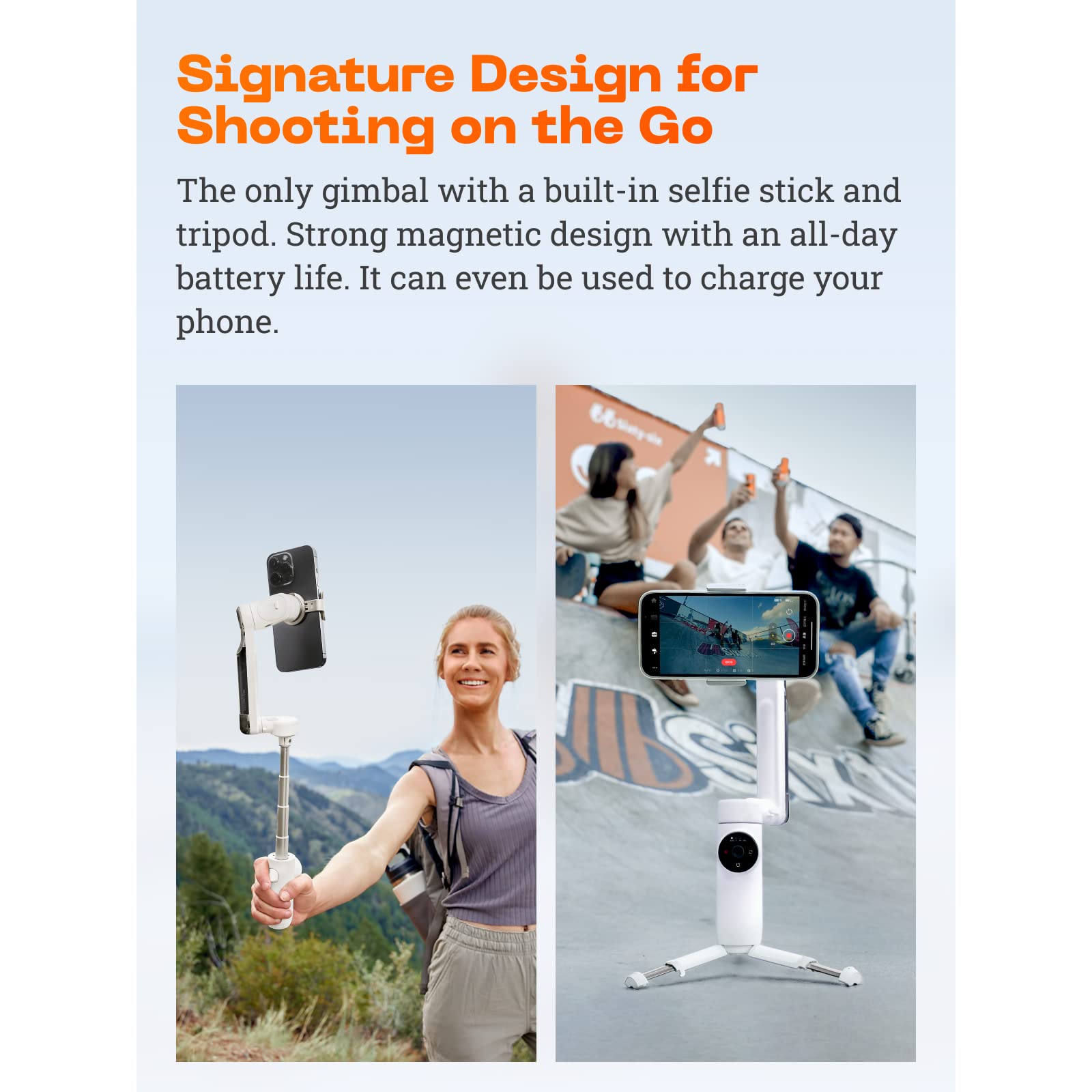 Insta360 Flow Gimbal Stabilizer For Smartphone, Ai Powered Gimbal, 3 Axis Stabilization, Built In Tripod, Portable & Foldable, A