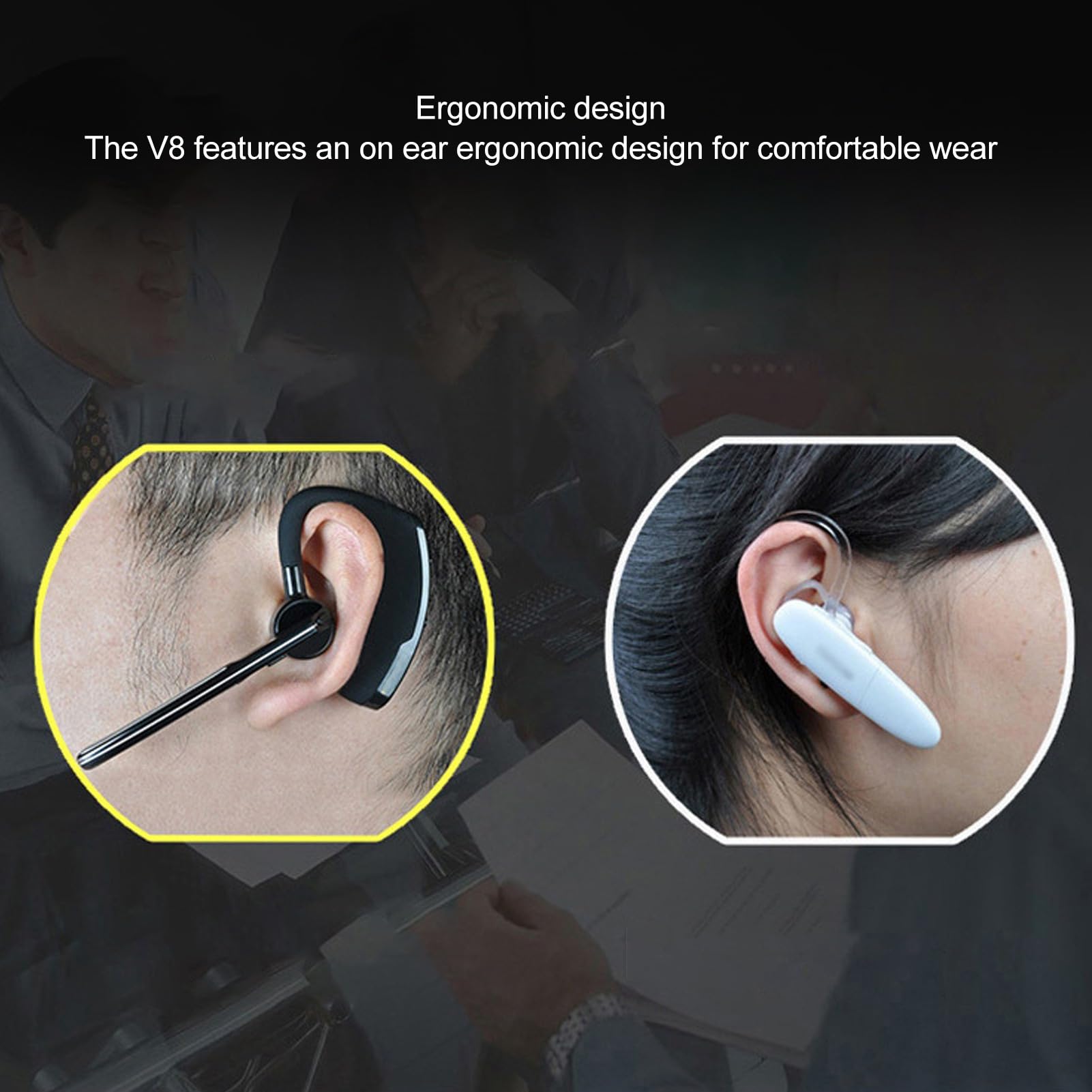 Single Ear Headset, Noise Canceling Bluetooth Single Ear Earpiece With Mic, 180 Degree Adjustable Wireless Earphone For Driving