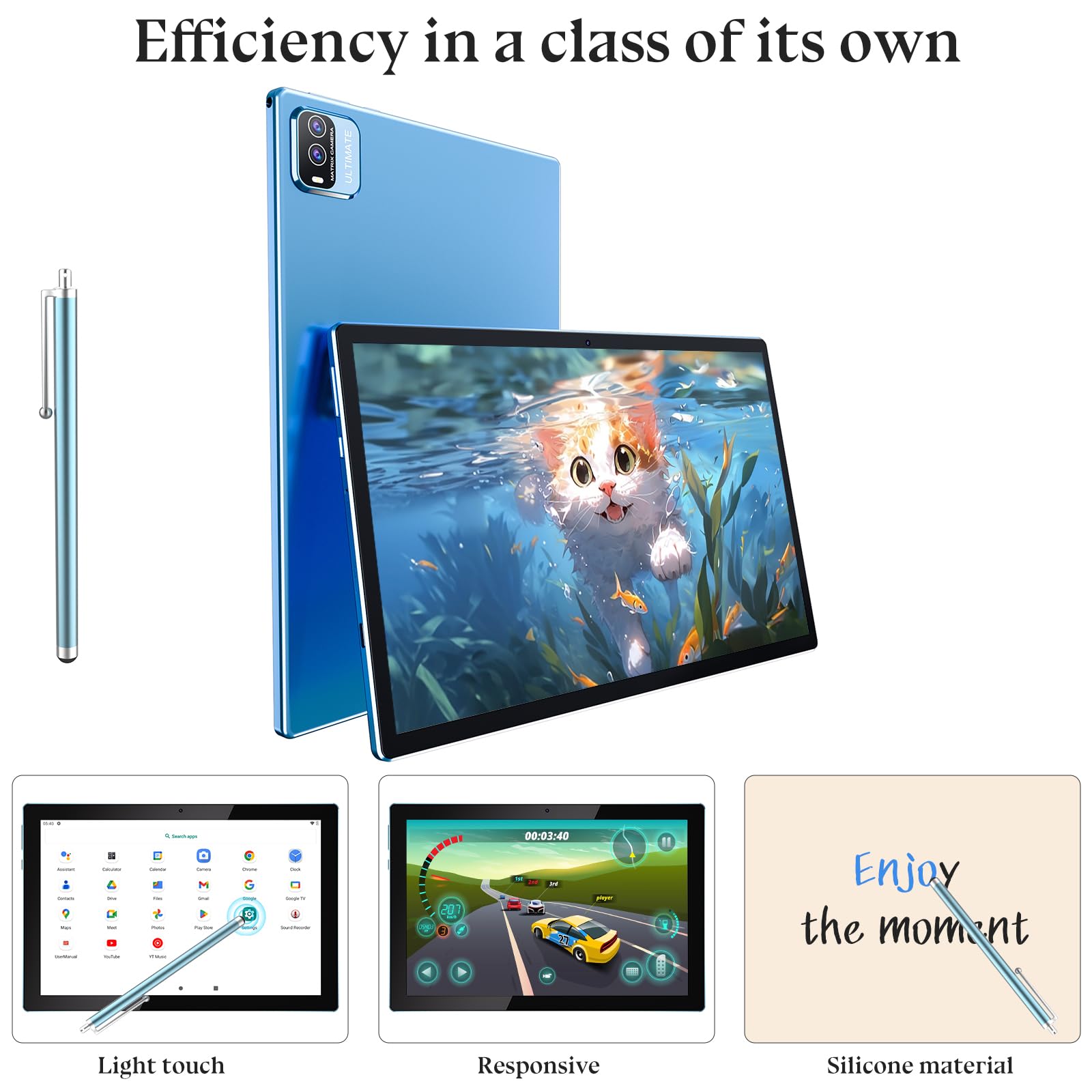 Zzb Tablet With Keyboard 10 Inch Tablets Android 13 Tableta 2 In 1 Tablet 8Gb+128Gb/1Tb Expansion Game Tab Included Case Wireles