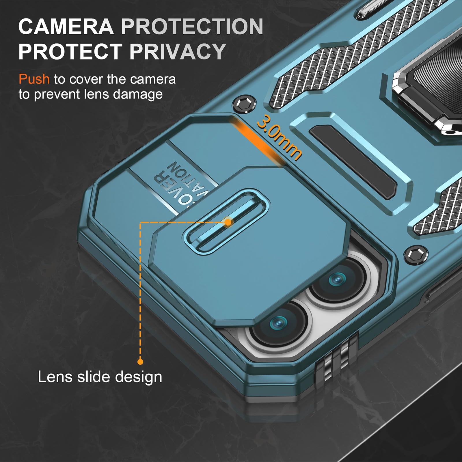 Sefing Phone Case For Iphone 16 Case Iphone 16 Phone Case With Camera Cover, With Kickstand Ring Holder, With Magnet Car Mount F