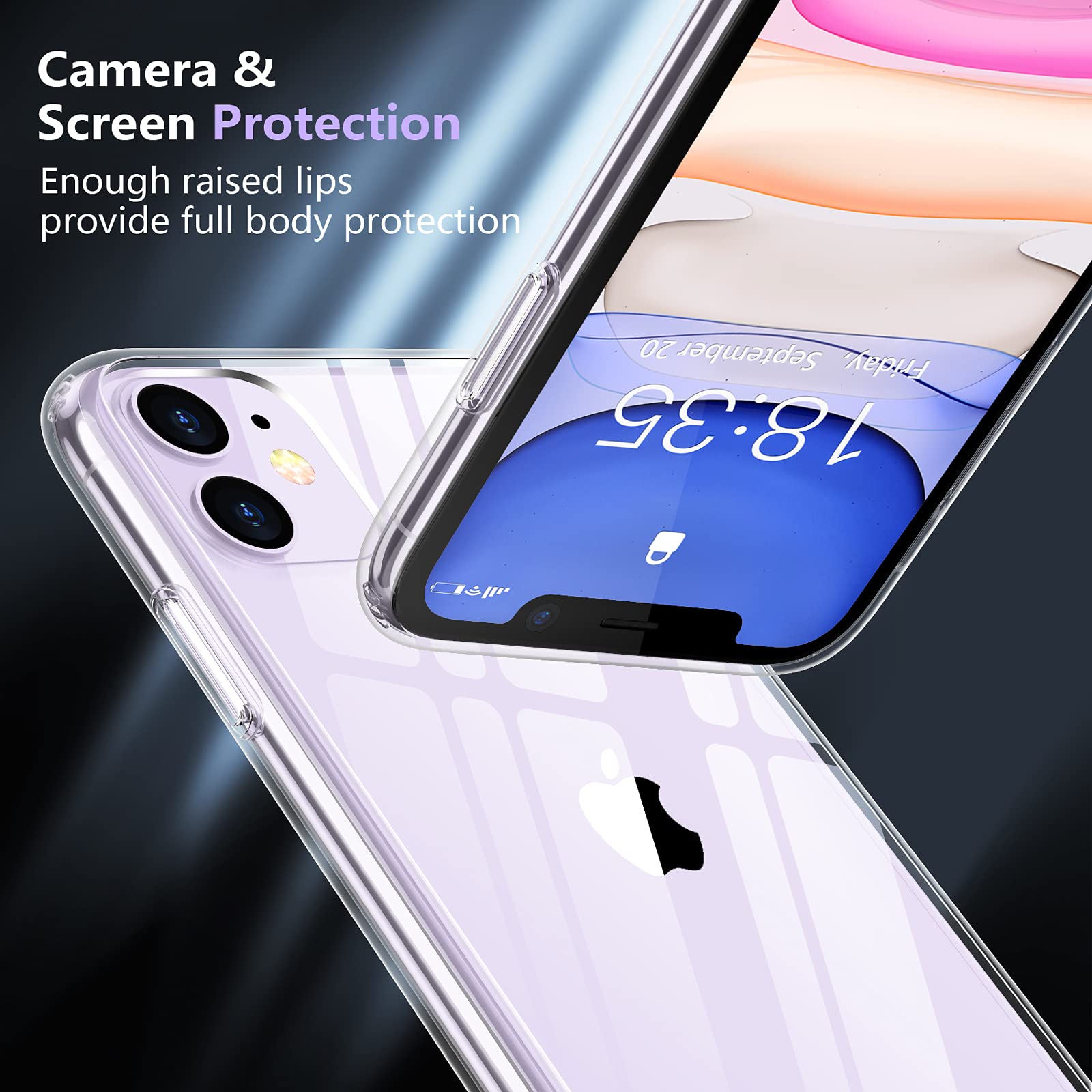 Temdan Designed For Iphone 11 Case, Clear Case Military Grade Protection Magnetic Kickstand Case 6.1 Inch Clear