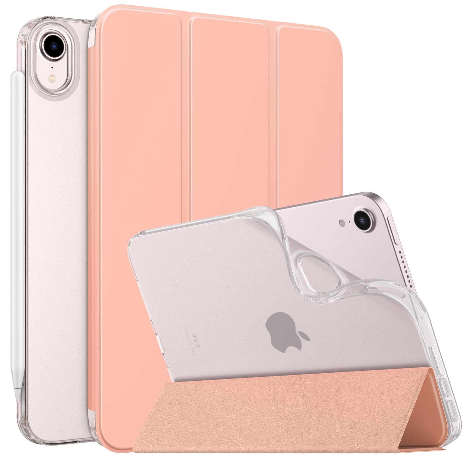 MoKo Case Fit New iPad Mini 7 (A17 Pro) 2024, iPad Mini 6th Generation Case 2021 (8.3 inch), iPad Mini 6 Case, Soft TPU Translucent Frosted Back Cover Case for iPad Mini 7th, Apricot Orange