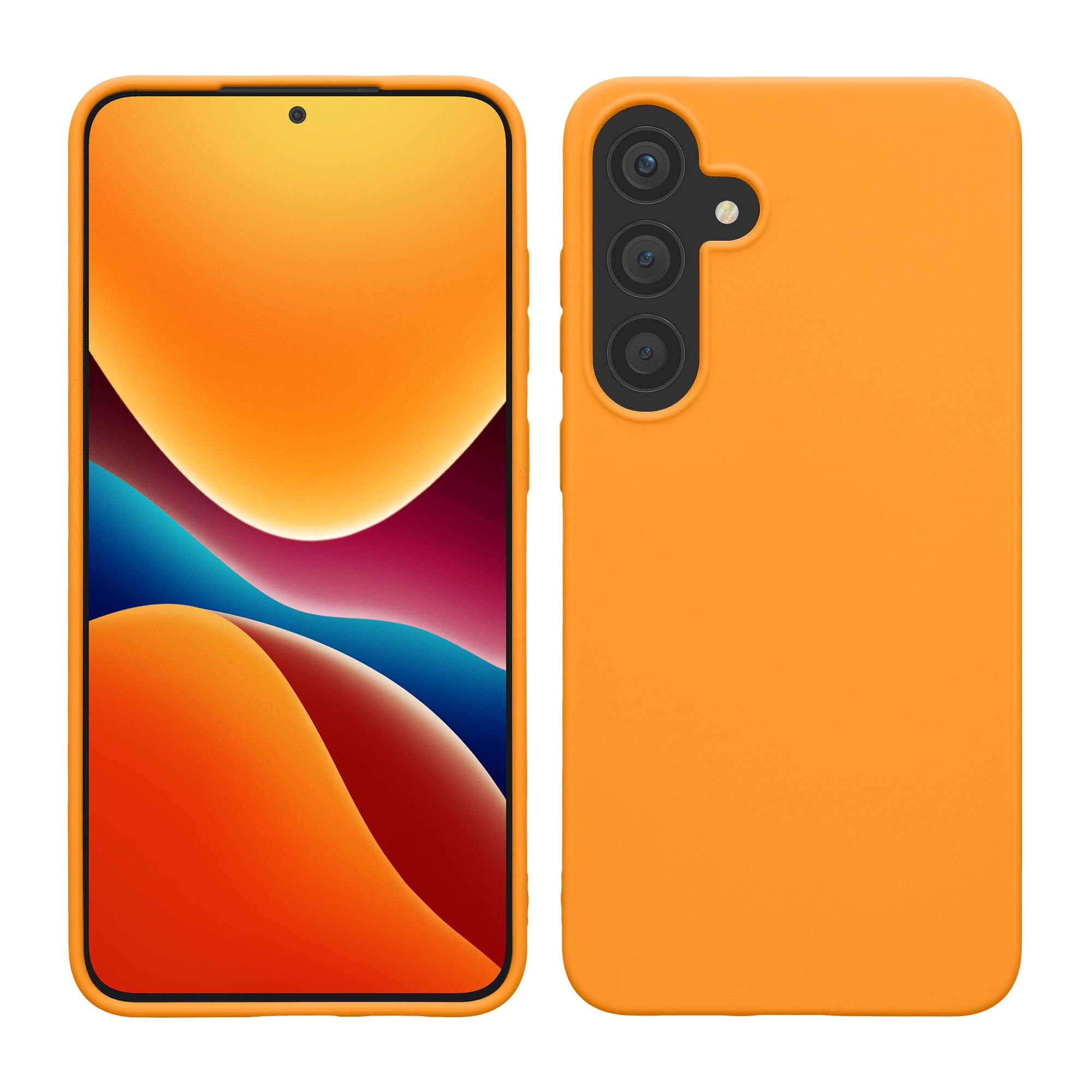kwmobile Case Compatible with Samsung Galaxy S25 Case - Soft Slim Protective TPU Silicone Cover - Fruity Orange