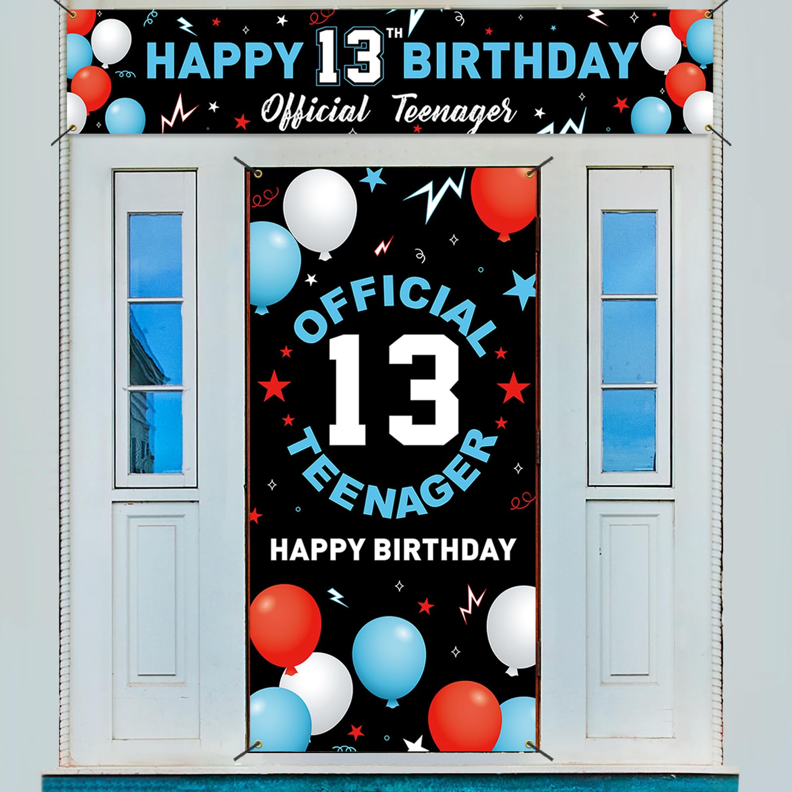 Htdzzi 13Th Birthday Backdrop Banner Decorations Kit, Happy 13Th Birthday Decoration For Boys Girls, Official Teenager 13 Year O