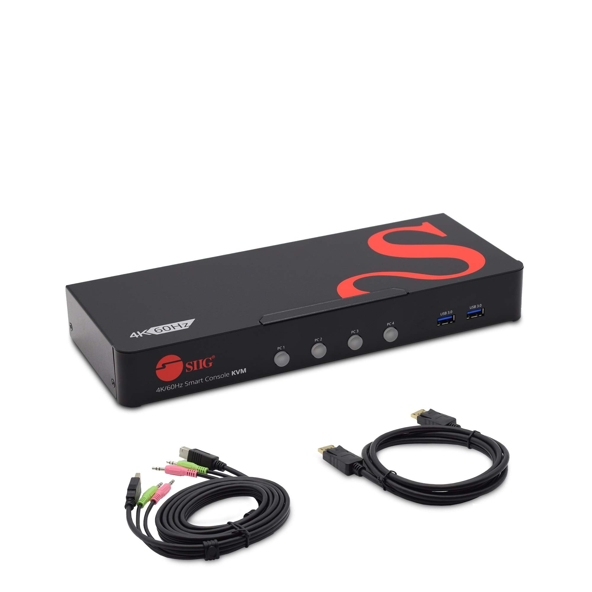 SIIG AC CEDP0G11S1 4PT 4K 60HZ DP1.2 KVM Switch w USB3.0 and MultiMedia