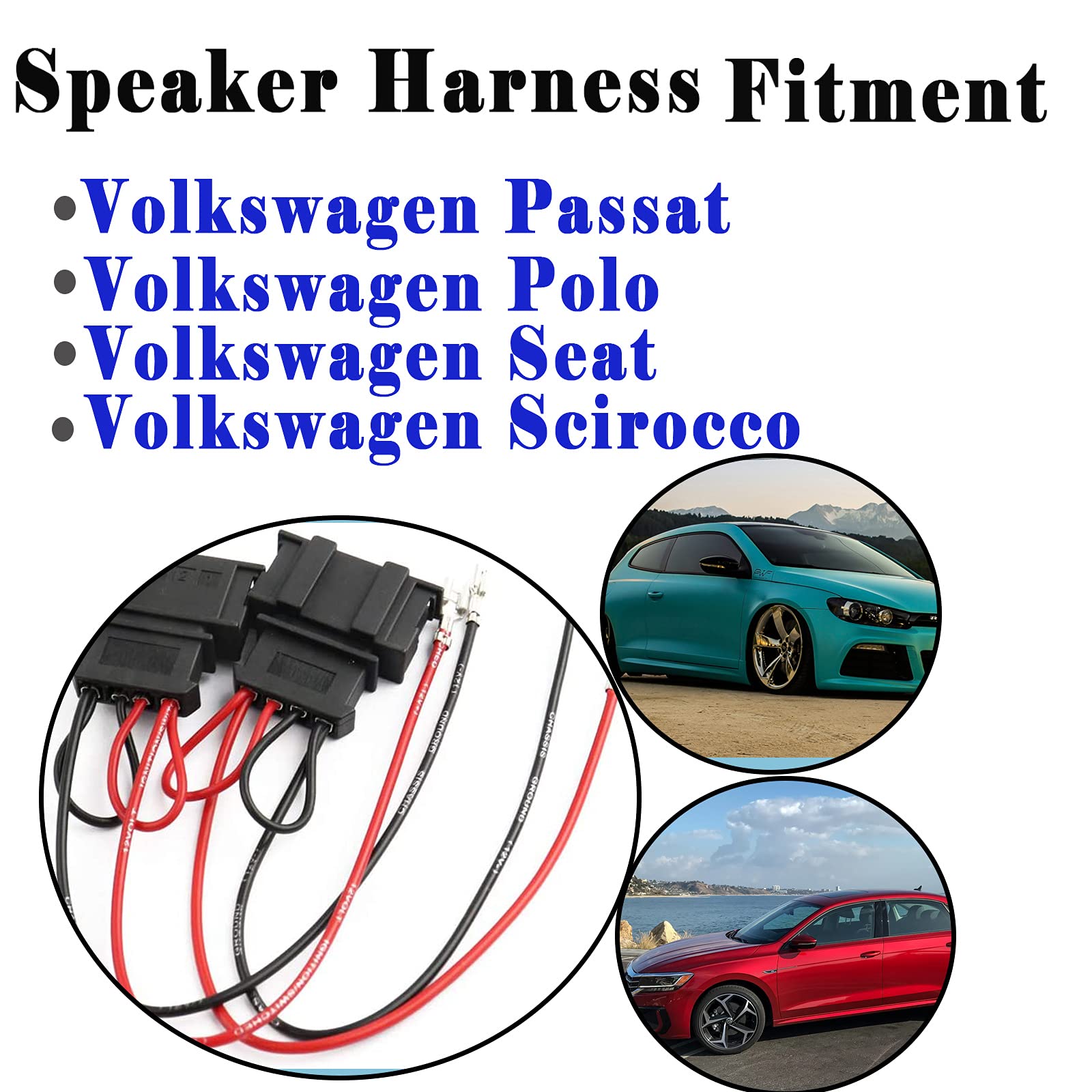 4 Pack Speaker Wire Harness Adapter Replacement For Volkswagen Speaker Harness Vw Jetta Gli Gti Beetle Golf Passat Polo Car Speaker Connector Harness Adapter