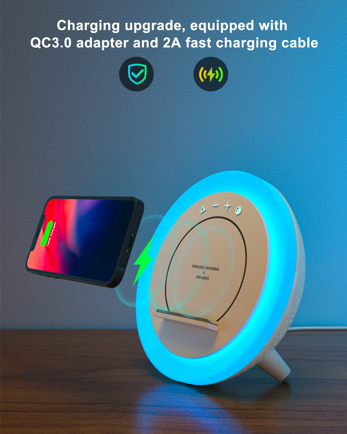 Sidvar Bluetooth Speaker Night Lightsr, Wireless Charging Modern Speaker,Best Teenage Birthday Gift Ideas Applicable For Bedroom