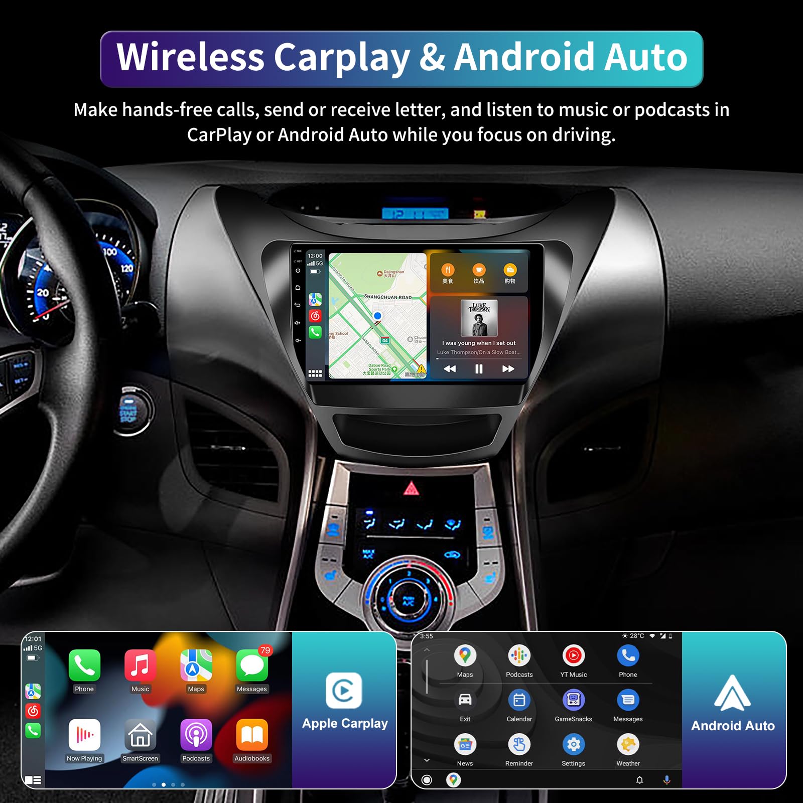 5G Wifi 4Gb+32Gb Car Stereo Upgrade Radio For Hyundai Elantra 2011 2012 2013,9.2 Inch Touch Screen Radio Head Unit With Wireless