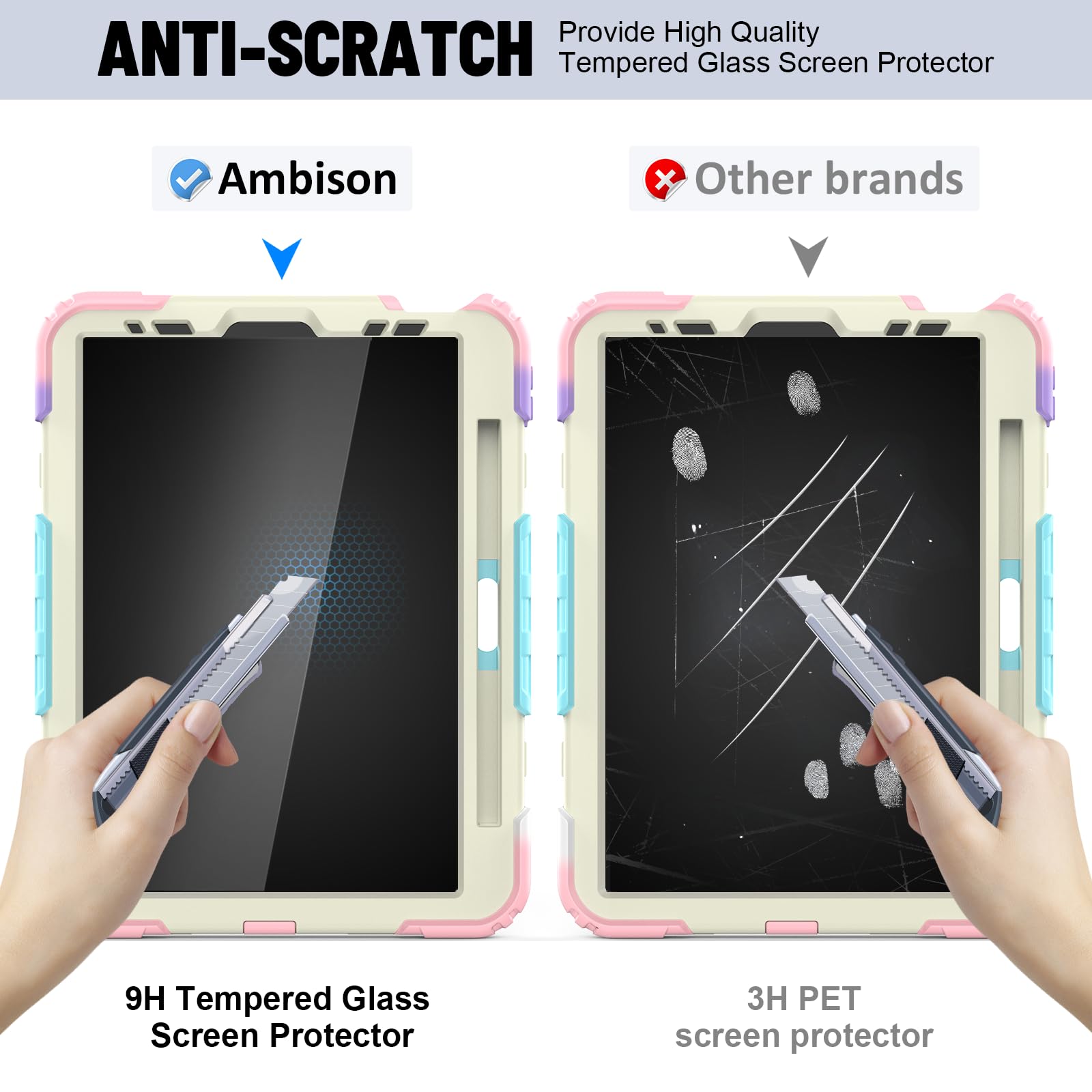 Ipad Air 5Th/4Th Generation Case 10.9 2022/2020, [Kids Proof] Ambison Full Body Protective Case With 9H Tempered Glass Screen