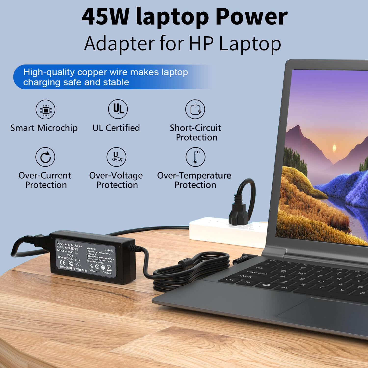 45W 19.5V 2.31A For Hp Laptop Charger Blue Tip,Hp Pavilion X360 Charger 11 13 15, Envy X360 13 15,Zbook 14U G4 G5 15U 15 G3,Stream 11 13 14,Hp Model 15 Laptop Charger Ac Adapter With Power Cord