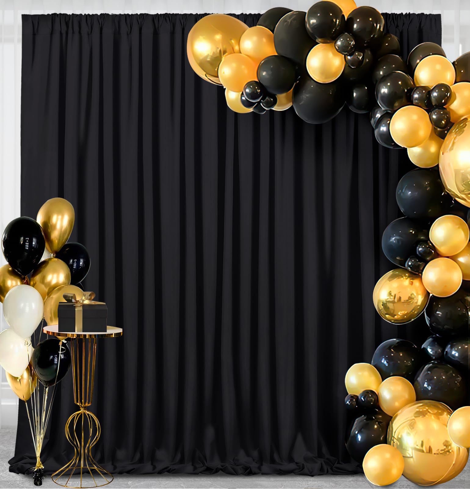 Backdrop Curtains Black Polyester Backdrop For Curtains 2 Packs 5Ftx8Ft Drape Halloween Curtain Fabric For Party Decoration