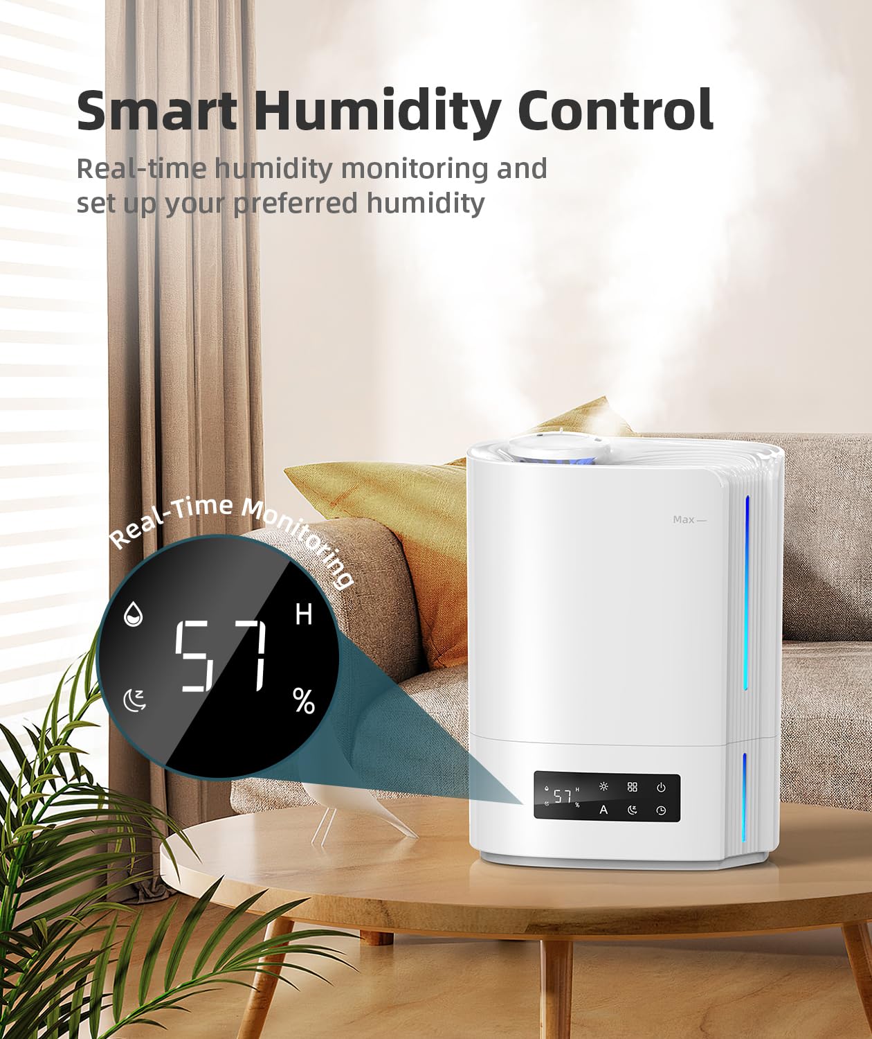 Breezome 6L Humidifiers For Bedroom Large Room & Essential Oil Diffuser, Ultrasonic Top Fill Cool Mist Humidifiers For Baby, Pla