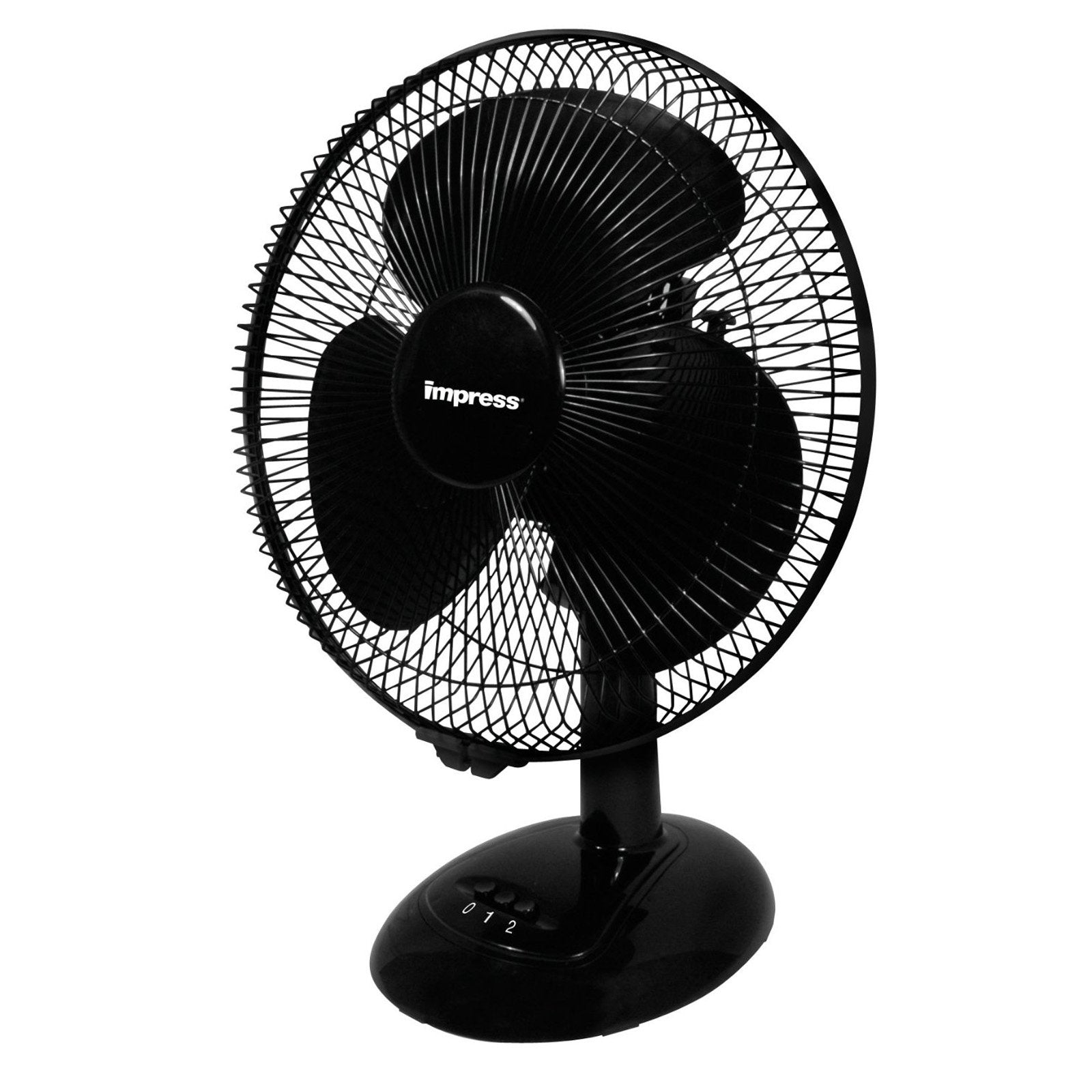 Impress 12 Inch 3 Speed Oscillating Table Fan In Black