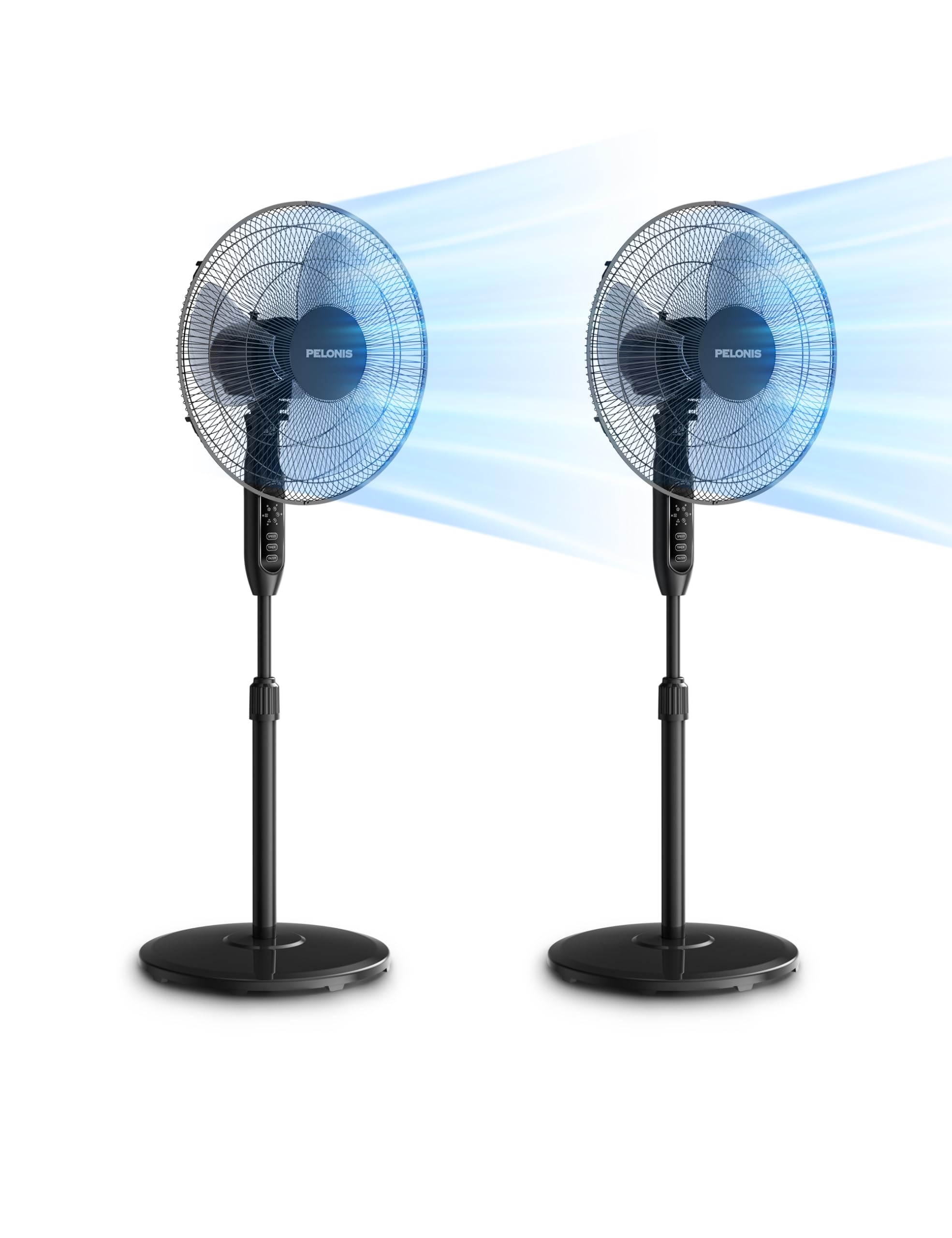 Pelonis 16 Oscillating Pedestal Standing Fan With Remote Control 2 Packs, 3 Speeds Settings 7H Timer Ultra Quiet Adjustable Heig
