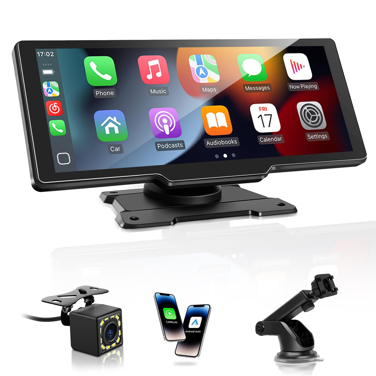 Xpmobq Carplay Screen For Car, 10.26'' Wireless Car Play Screen Car Stereo With Carplay, Android Auto,1080P Backup Camera,Super