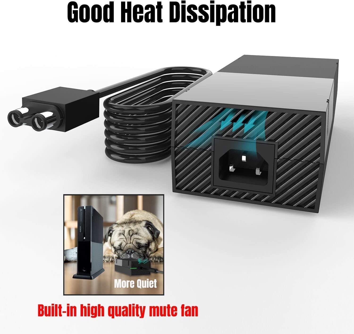 Lyyes Power Brick for Xbox One - AC Adapter Replacement Charger, Black Power Supply