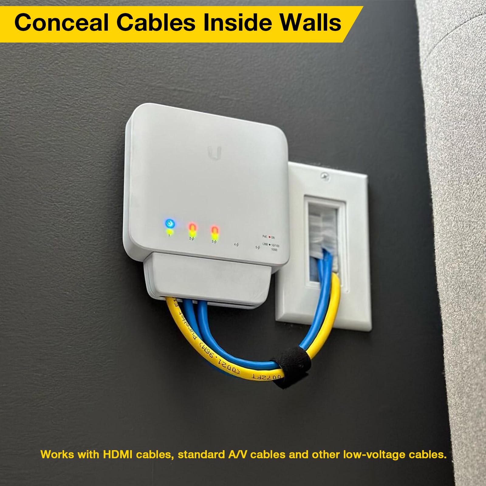 BNPUHIU Single Brush Wall Plate Cable Pass Through Insert 1-Gang Low Voltage ABS White 2 Pack