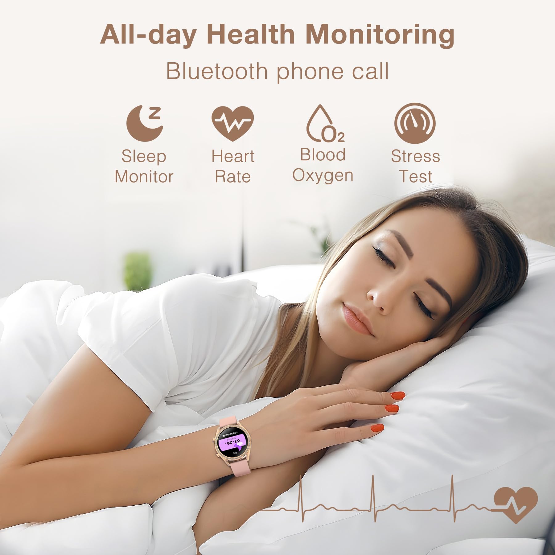 Bribejat Smart Watch For Women Answer/Make Call, Hd 1.27 Aluminum Alloy Case With Diamonds Smartwatch, Waterproof Fitness Trac