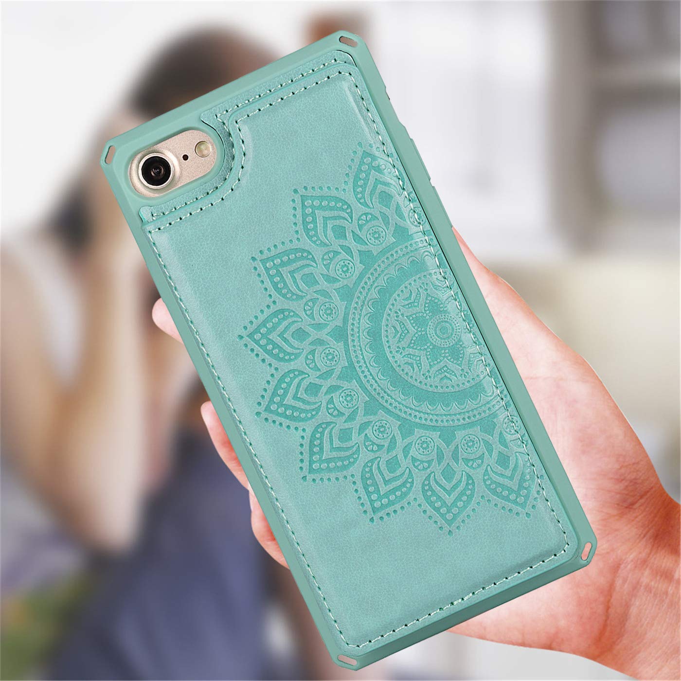 Cavor For Iphone 7/8/Se 2022/Se 2020 Embossed Mandala Pattern Flower Pu Leather Wallet Case With Card Holder Shockproof Cover Fo