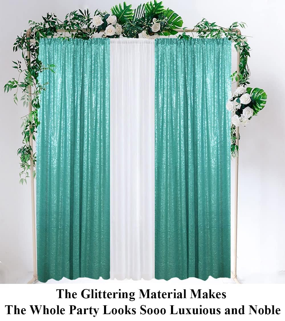 Partisout Sequin Backdrop Glitter Backdrop Sequin Backdrop Curtain 2 Panels 4Ftx8Ft Blackout Curtains Photo Backdrop For Graduat