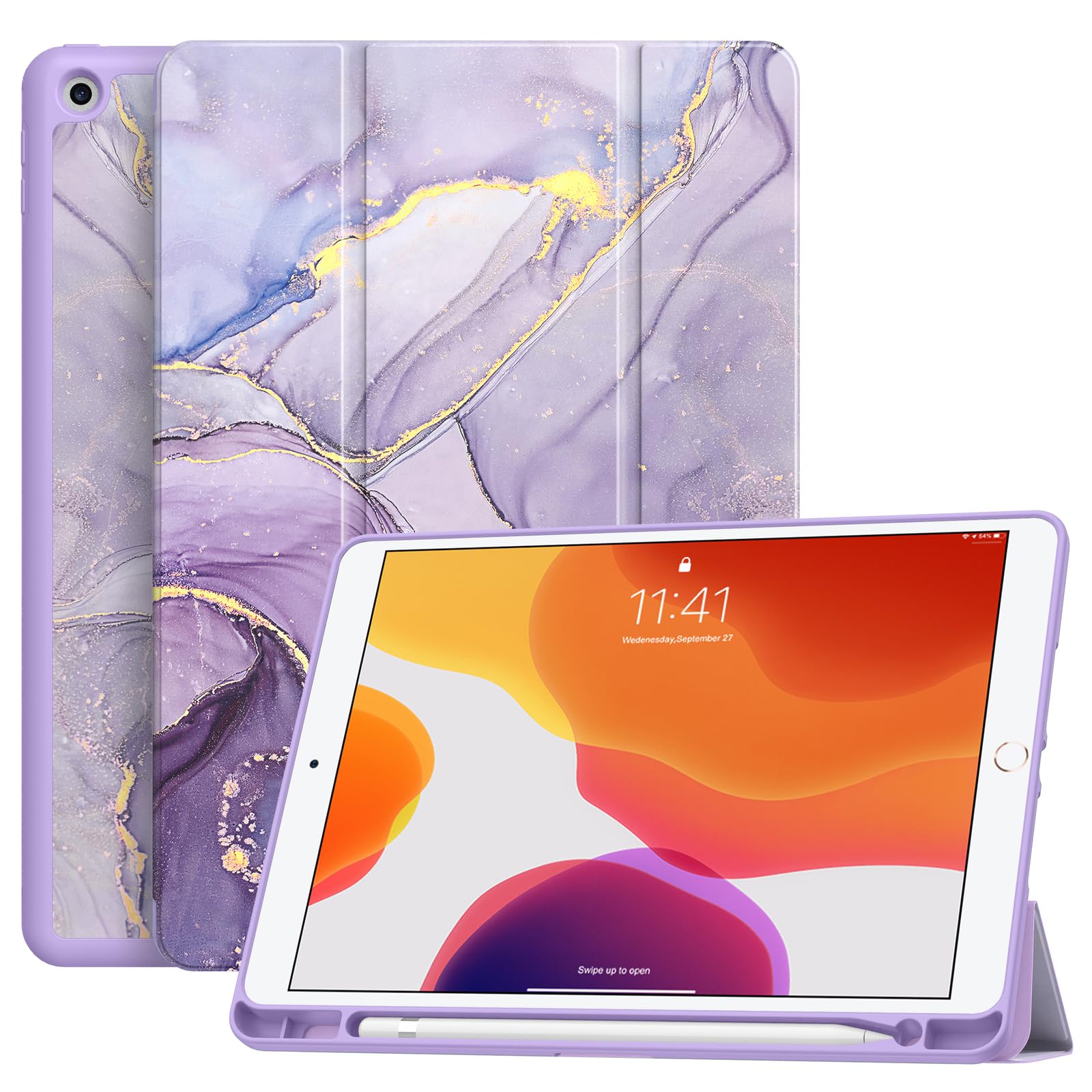 Soke Case For Ipad 9Th Generation 2021/8Th Gen 2020/7Th Gen 2019 With Pencil Holder   Premium Shockproof Case With Soft Tpu Back