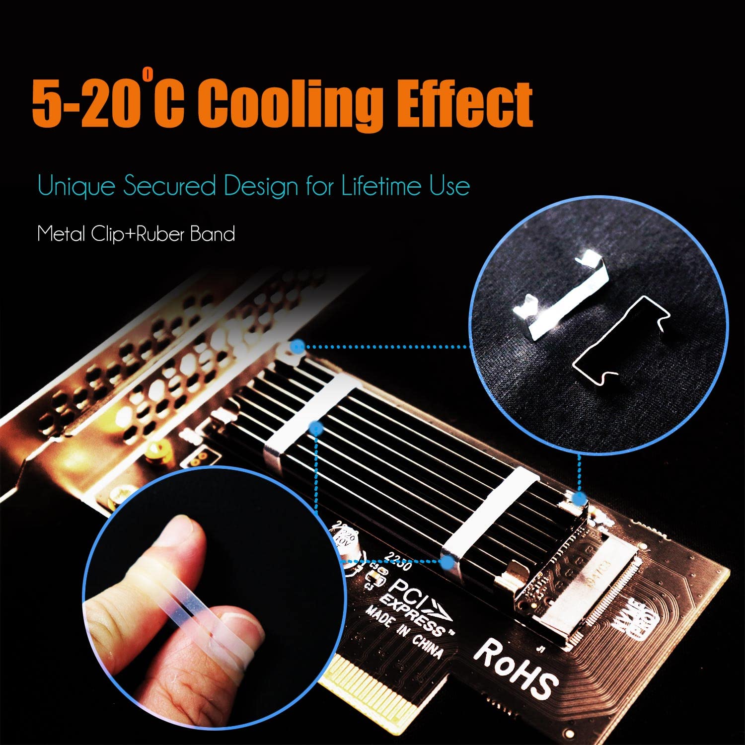 Glotrends Pa09 Hs M.2 Nvme To Pcie 4.0 X4 Adapter With M.2 Heatsink(22X70X3Mm) For M.2 Nvme Ssd