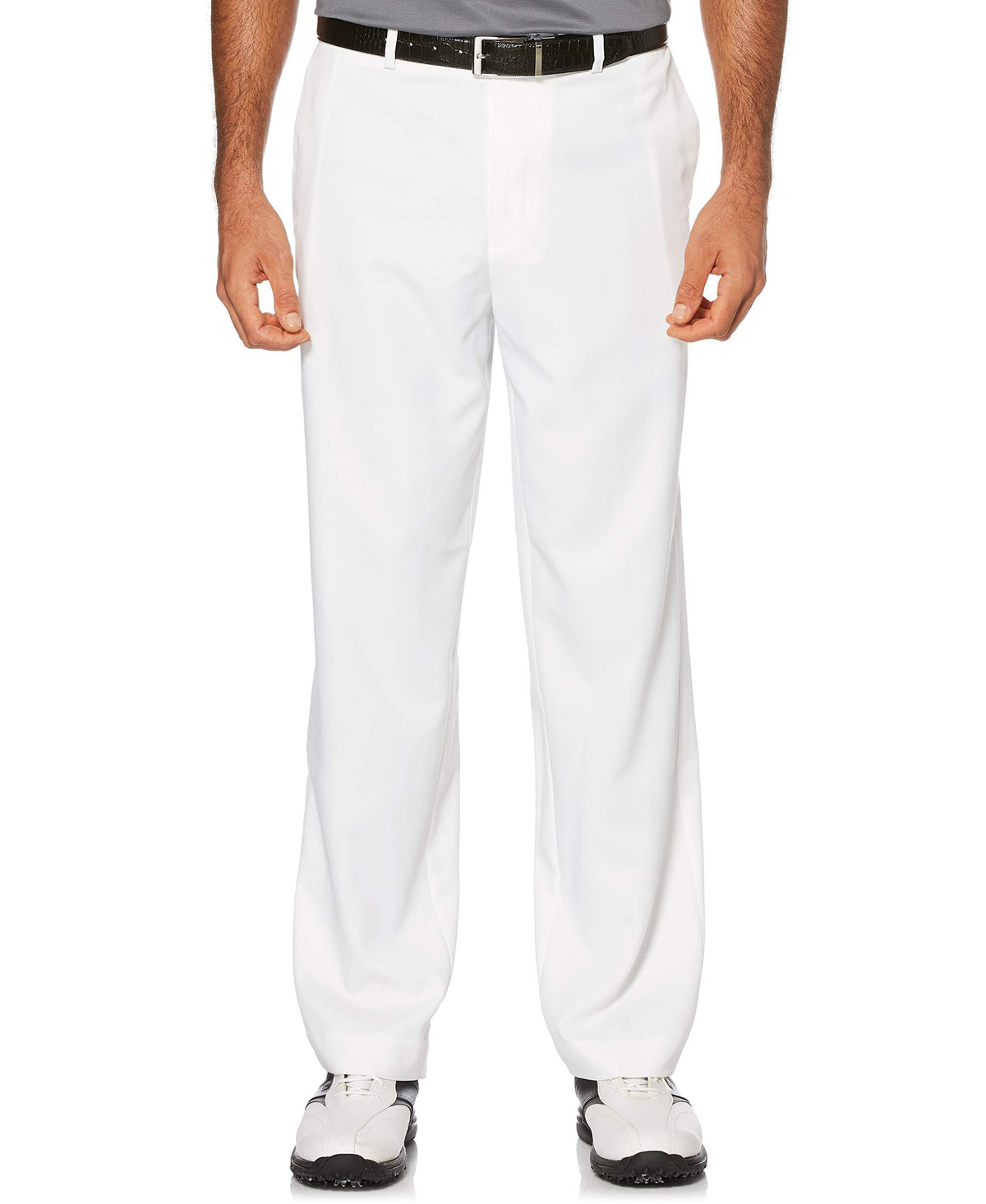 Pga Tour Mens Flat Front Golf Pant With Expandable Waistband, Bright White, 42W X 32L
