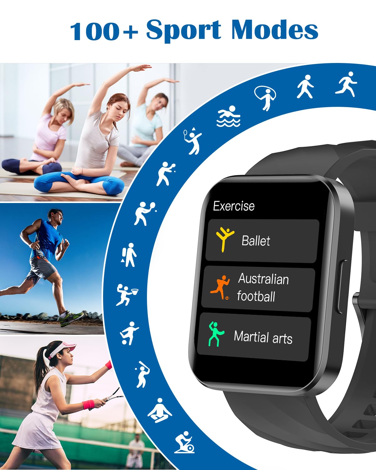 Ruimen Smart Watches For Men Women (Answer/Make Calls) Compatible With Iphone/Android Phones, 1.85 Hd Screen Fitness Tracker Hea