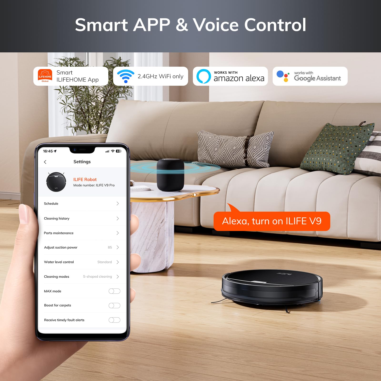 Ilife Robot Vacuum And Mop, 3000Pa Strong Suction Robot Vacuum Cleaner, Gyro Navigation, App Control, No Tangle, Compatible With