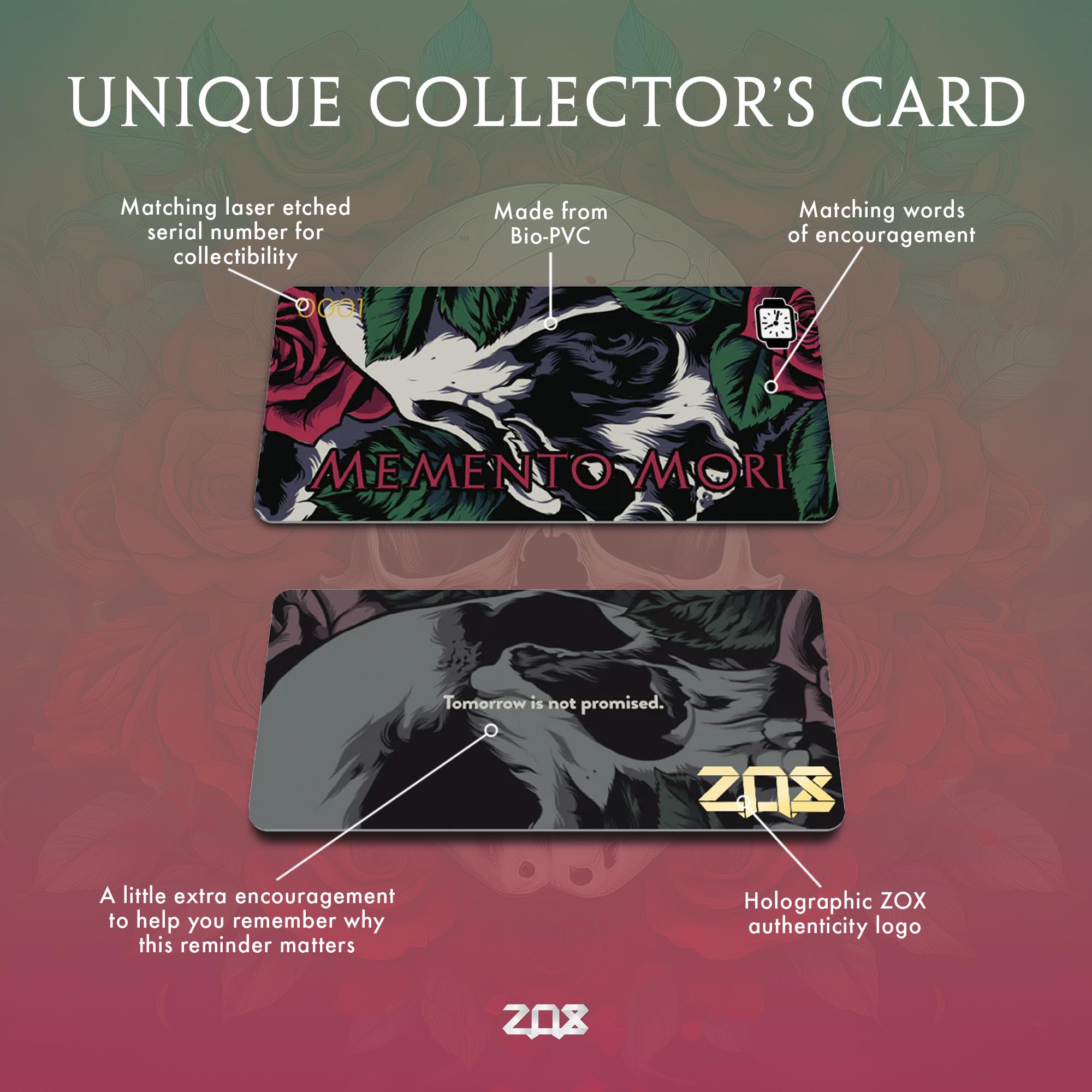 Zox Android Smart Watch Band - Memento Mori | Soft, Adjustable Elastic Band With Motivational Affirmations And Beautiful Artwork