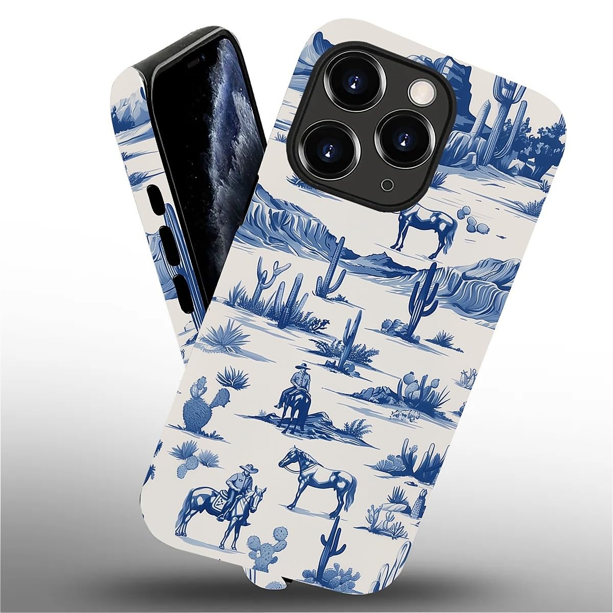 Fkbrcl4U For Iphone 11 Pro Max Case, Hybrid 2-Layer Silicone Protective Matte Case For Girl Women Western Cowboy Horse Cow Deser