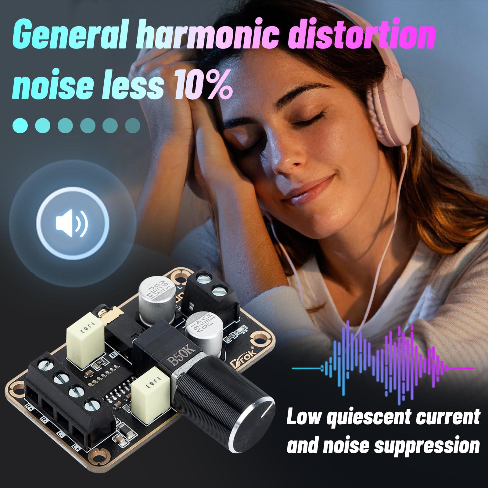 Drok 5W+5W Mini Audio Amplifier Board Pam8406 Dc 5V Digital Stereo Power Amp 2.0 Dual Channel Class D Amplify Module For Speaker Sound System Diy