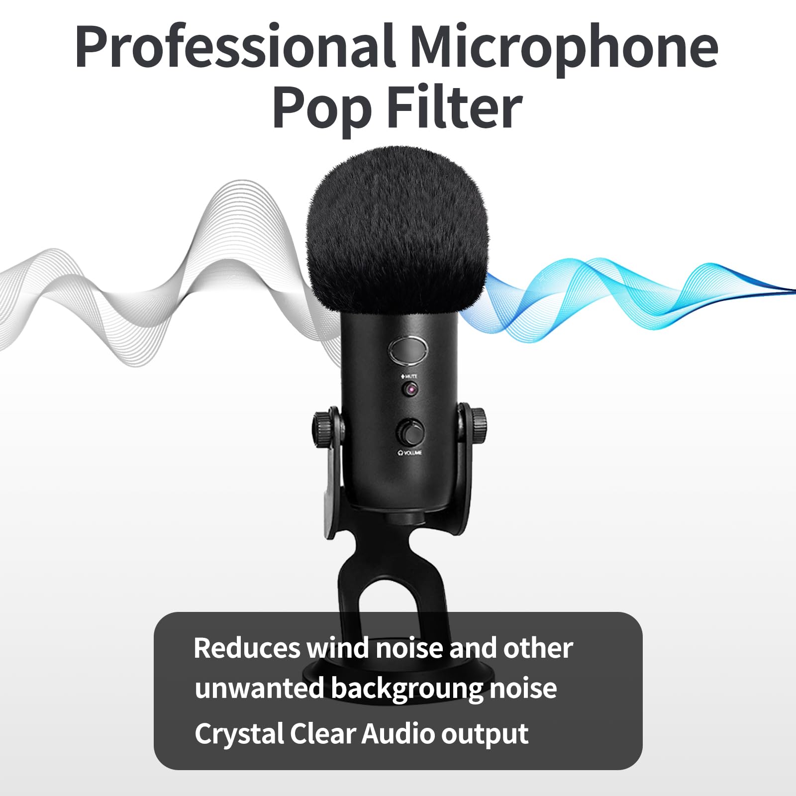 Blue Yeti Pop Filter For Blue Yeti Microphone,Mic Furry Windscreen Muff Windshield, Microphone Foam Cover For Yeti Pro,Yeti X,Na