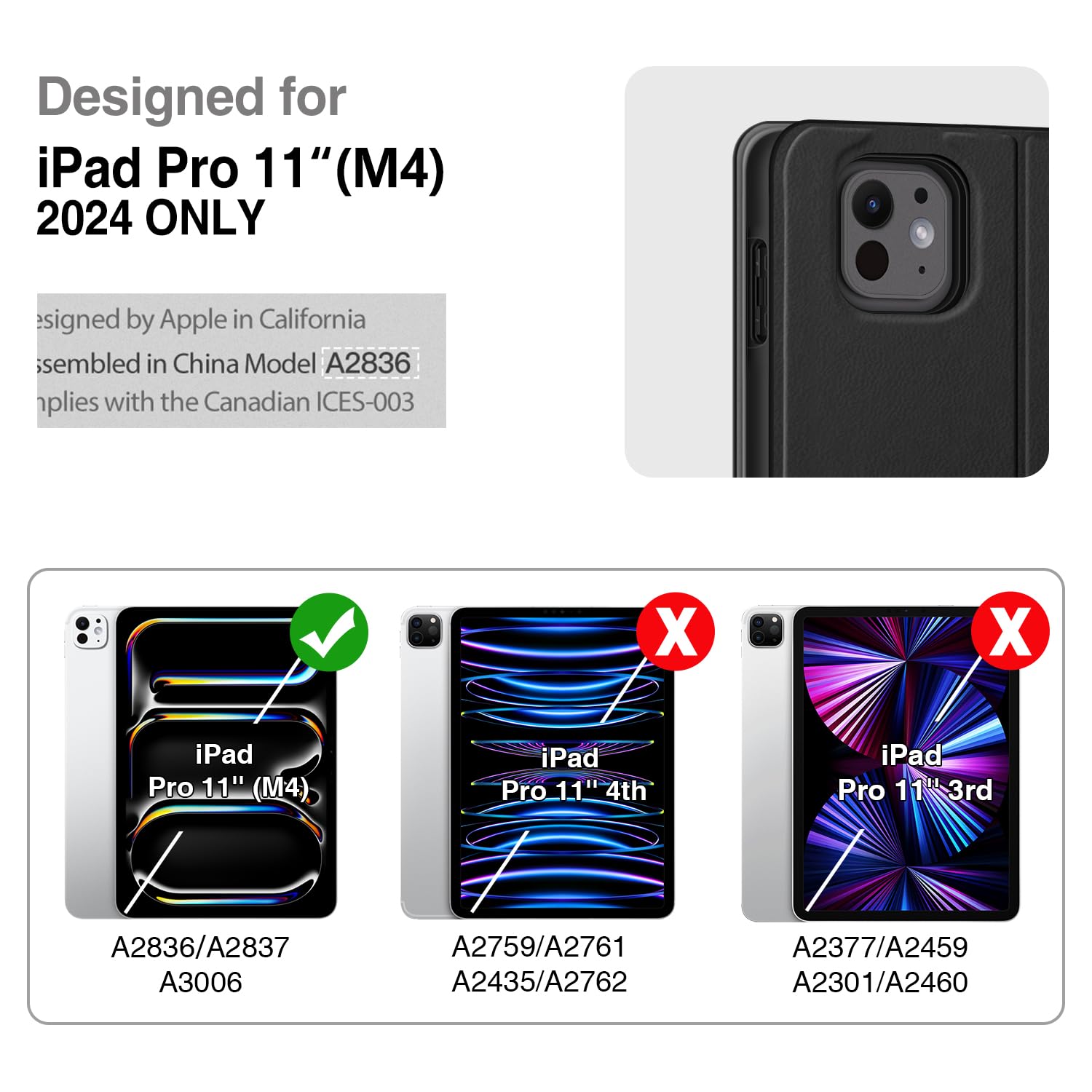 Antbox For Ipad Pro 11 Inch Case (M4) 2024, Built-In Pencil Holder, Fully Supports Pencil Pro And Pencil (Usb-C), Auto Sleep/Wak