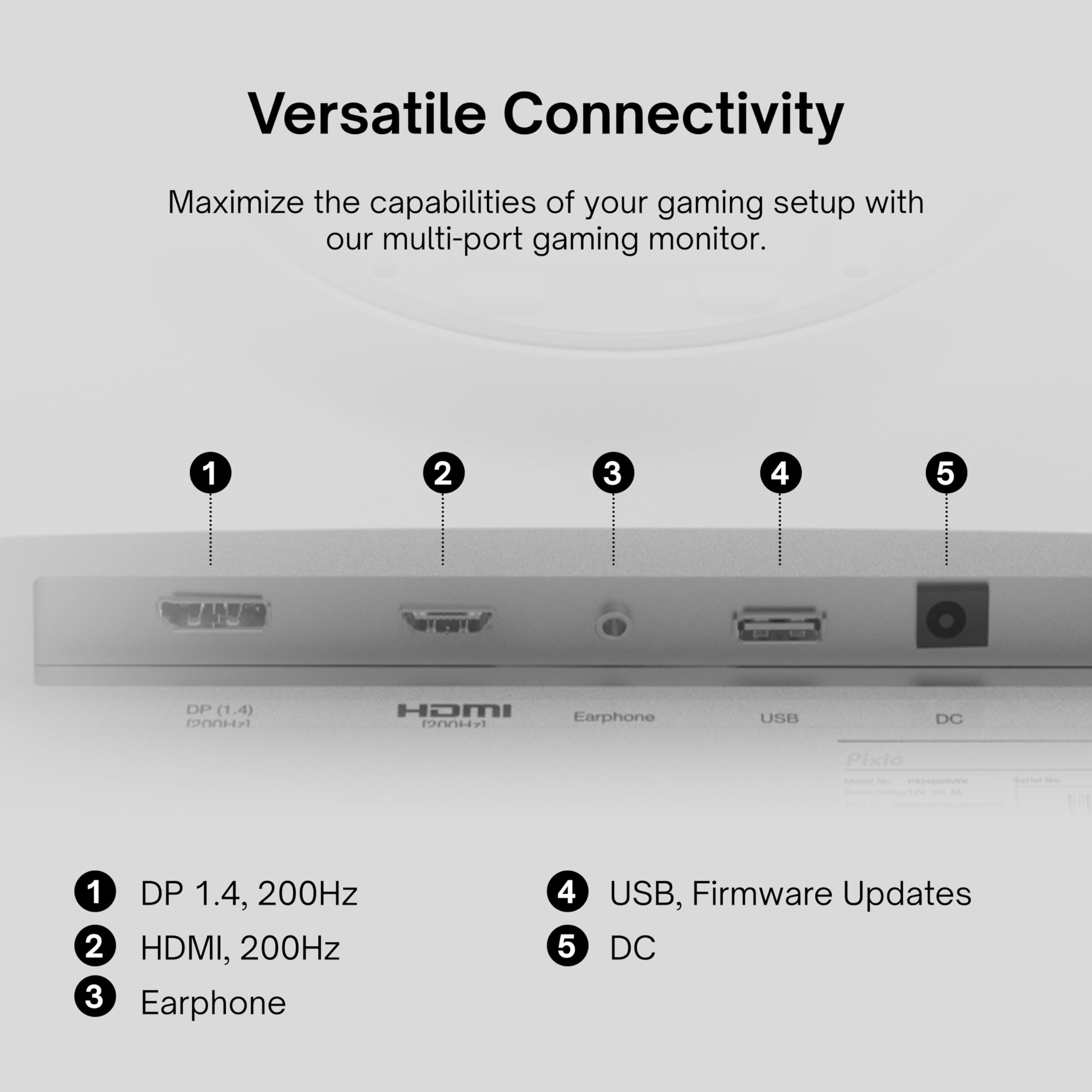 Pixio Px248 Wave White 24 Inch 200Hz Refresh Rate Fhd 1080P Resolution Fast Ips Panel 1Ms Gtg Response Time White Gaming Monitor