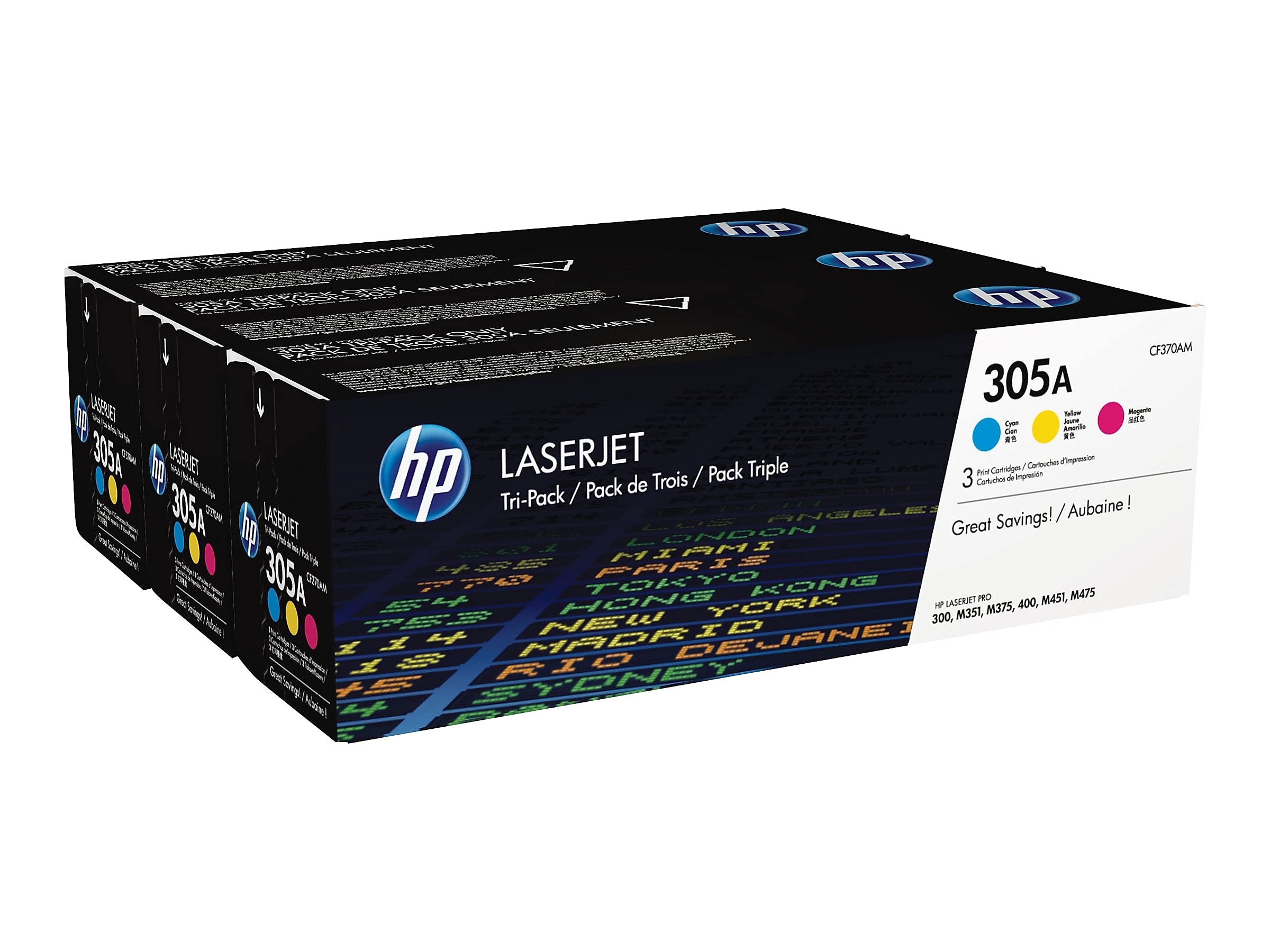 Hp 305A Cyan, Magenta, Yellow Toner Cartridges (3 Pack) | Works With Hp Laserjet Pro 300 M351, Laserjet Pro 300 Mfp M375, Laserj