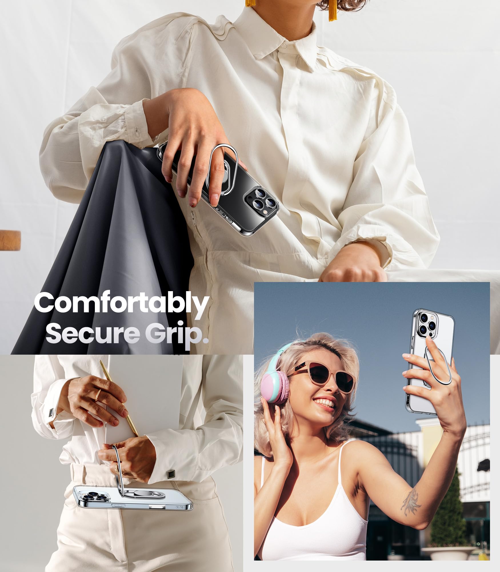 Shields Up For Iphone 16 Pro Case With Stand, Phone Case Clear With Double Ring Holder [Adjustable & Foldable] Shockproof Protec