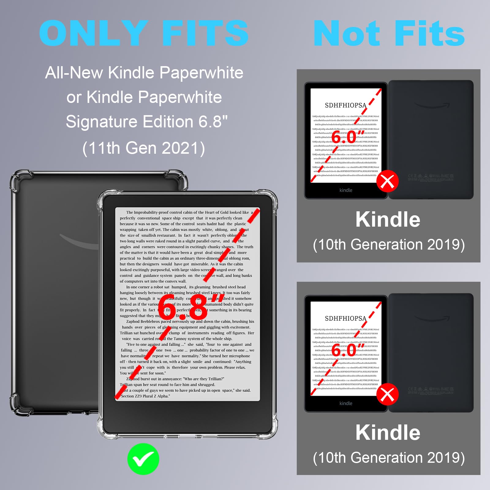 Clear Case For 6.8'' All New Kindle Paperwhite 11Th Generation 2021 & Signature Edition Tpu Back Cover, Ultra Slim Clear Soft Fl