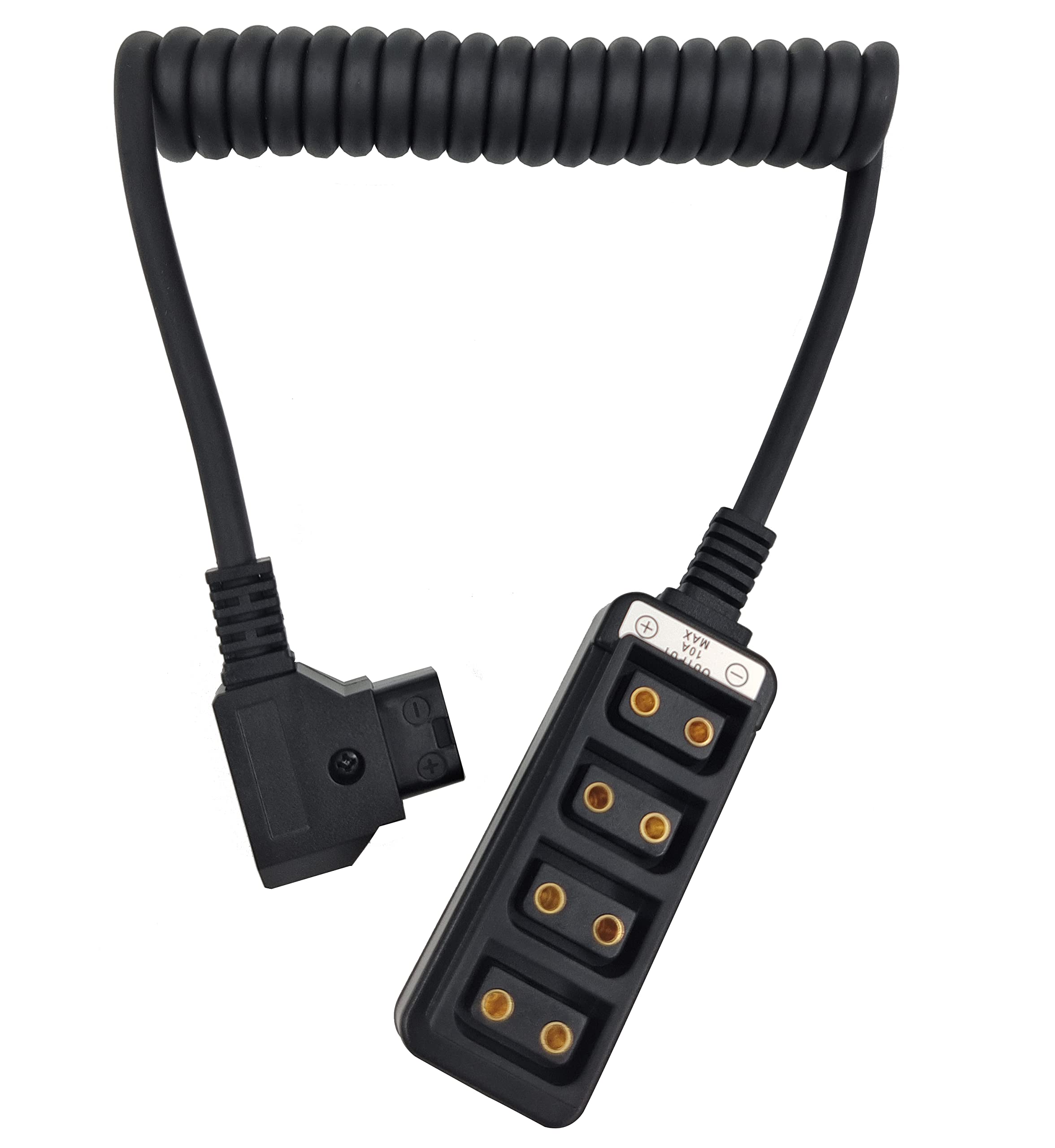 D Tap Male To 4 Port Female Splitter Power Cable Hub Connector Suitable For Anton Bauer V Mount Arri Red Camera Tilta Steadicam Idx Battery, Coiled Cable For D Tap Outputs, Length 40Inch
