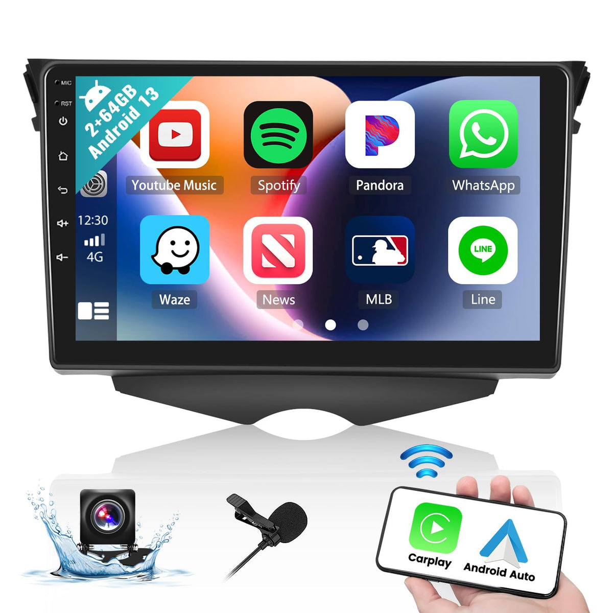 Camecho 2+64G Radio For Hyundai Veloster 2011 2017, Android 13 Car Stereo With Wireless Carplay & Android Auto, 9'' Touch Screen