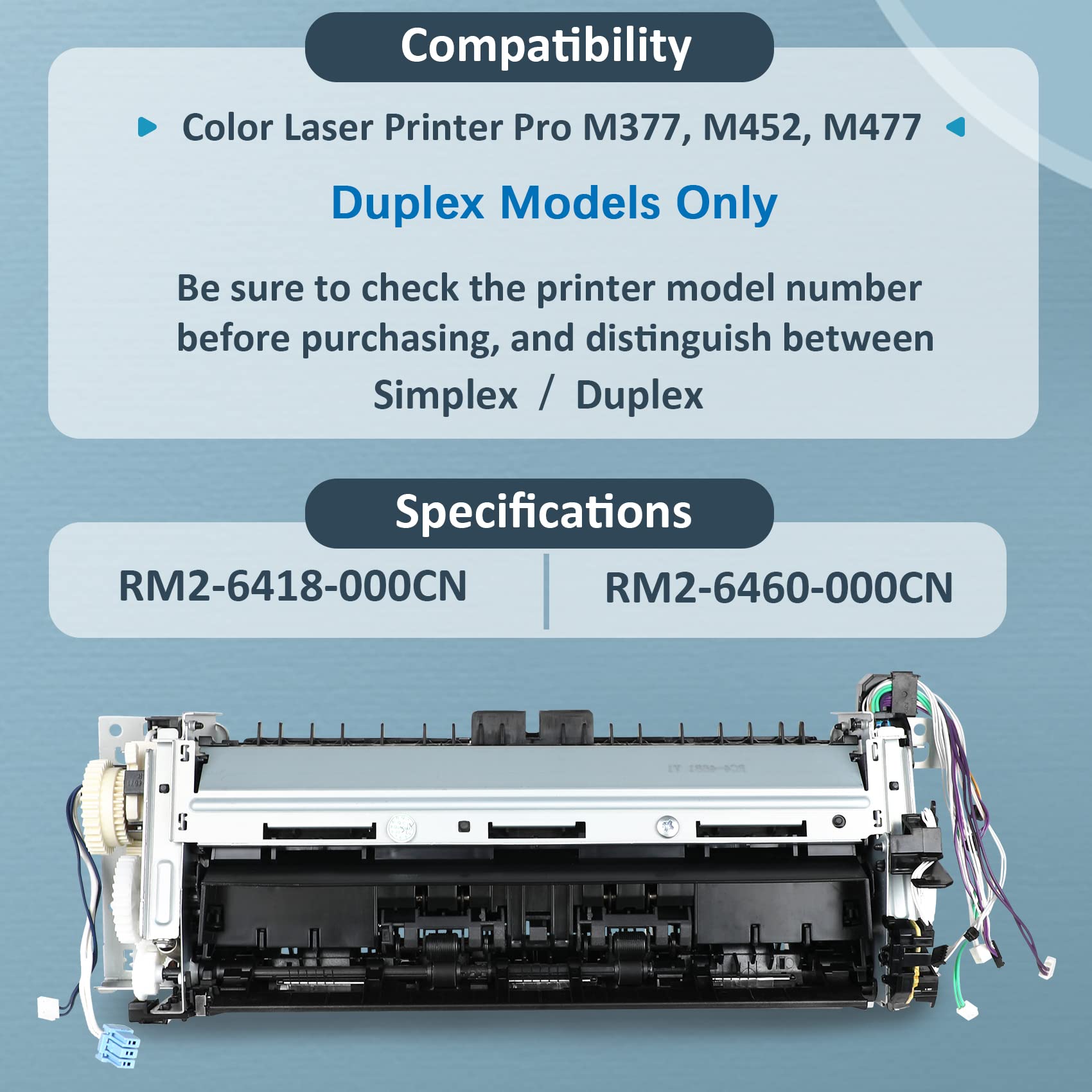 Rm2 6418 000Cn(Rm2 6460) Duplex Models Fuser Maintenance Kit For Color Laserjet Pro M377 M452 M477 (110V) Includes Rm2 6460 Fuse
