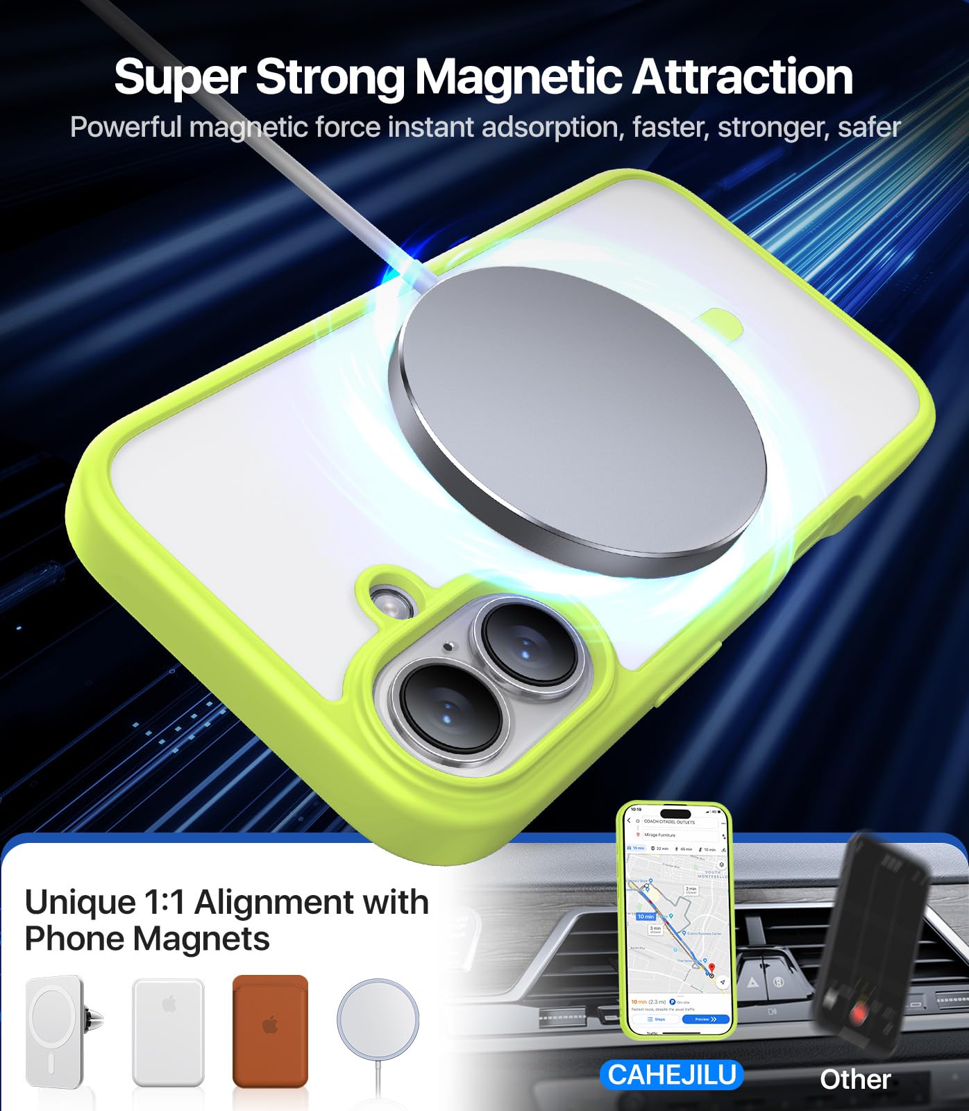 Cahejilu Magnetic For Iphone 16 Case[Compatible With Magsafe][Military Grade Drop Protection]Anti Fingerprint Translucent Matte