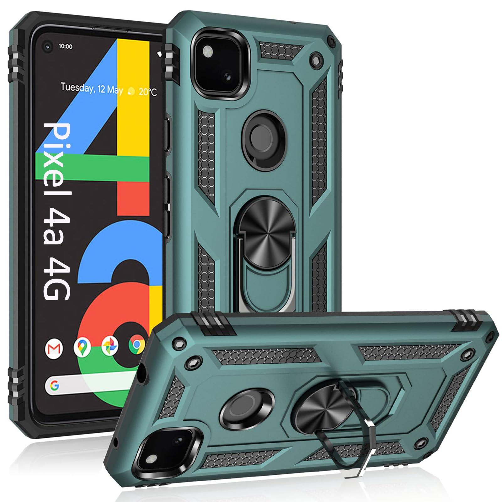 Addit Phone Case For Google 4A 4G,Google Pixel 4A 4G Case, [ Military Grade ] Shock Absorption Bumper Cover Anti Scratch Case Wi