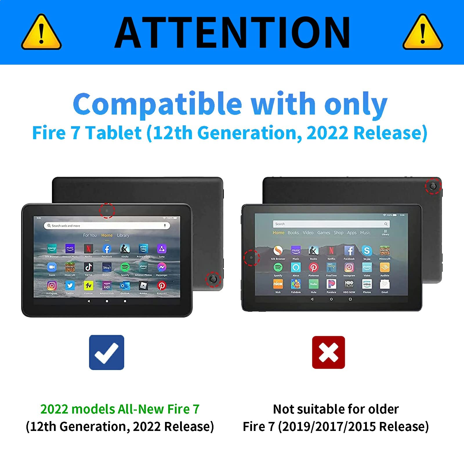 Bpqojb For Kindle Fire 7 Tablet Case 12Th Generation 7 Inch 2022 Release With Adjustable Stand & Auto Wake/Sleep Feature Smart P