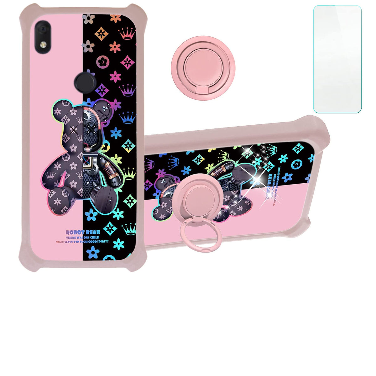 Jioeuinly Att Axel Case Compatible With Cricket Lumos Phone Case Cover [With Tempered Glass Screen Protector][Hard Pc + Soft Sil