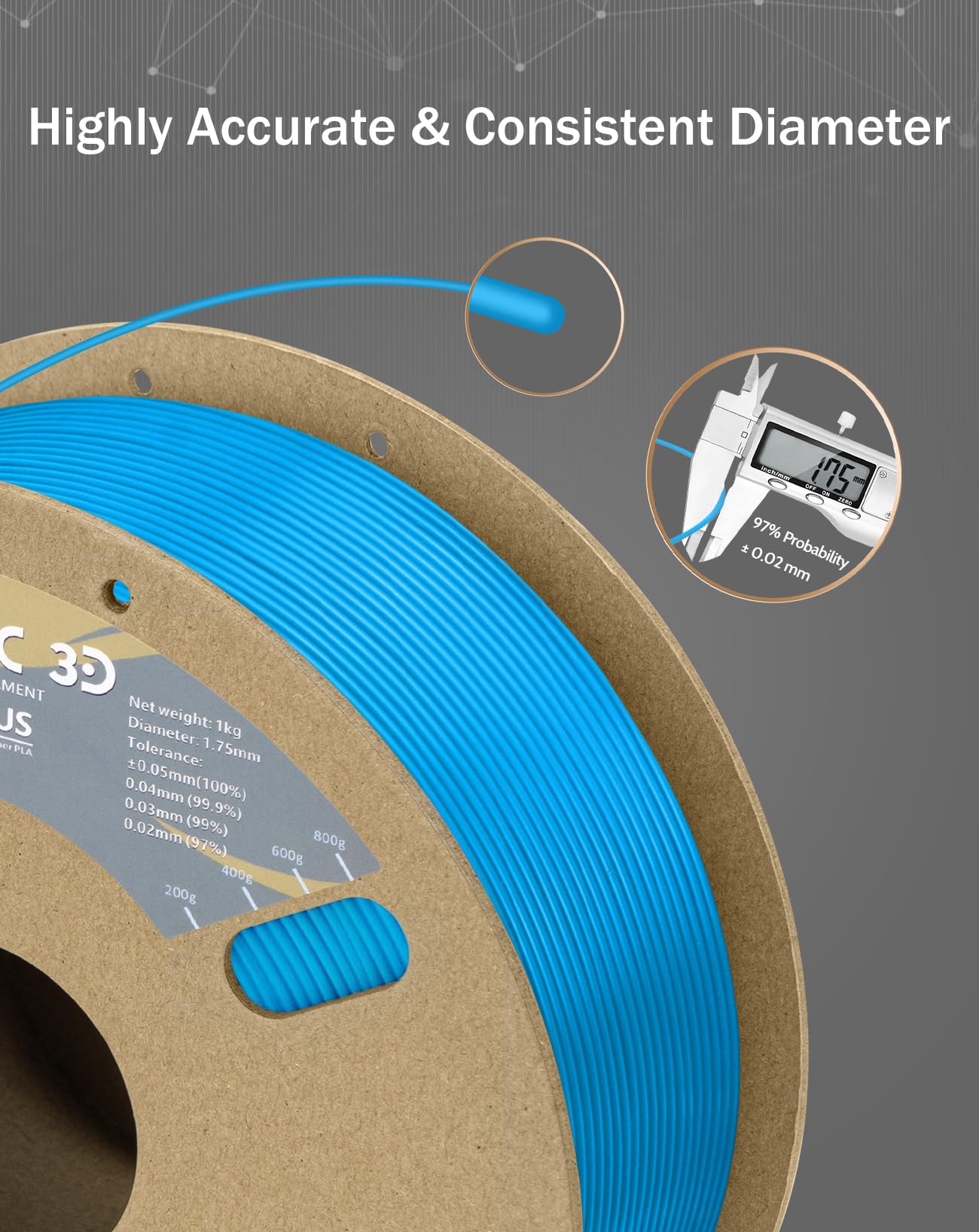 Duramic 3D Pla+ Filament 1.75Mm 1Kg Electric Blue, Pla Plus 3D Printer Filament 1Kg Spool(2.2Lbs) Pla Pro Tougher And Stronger,