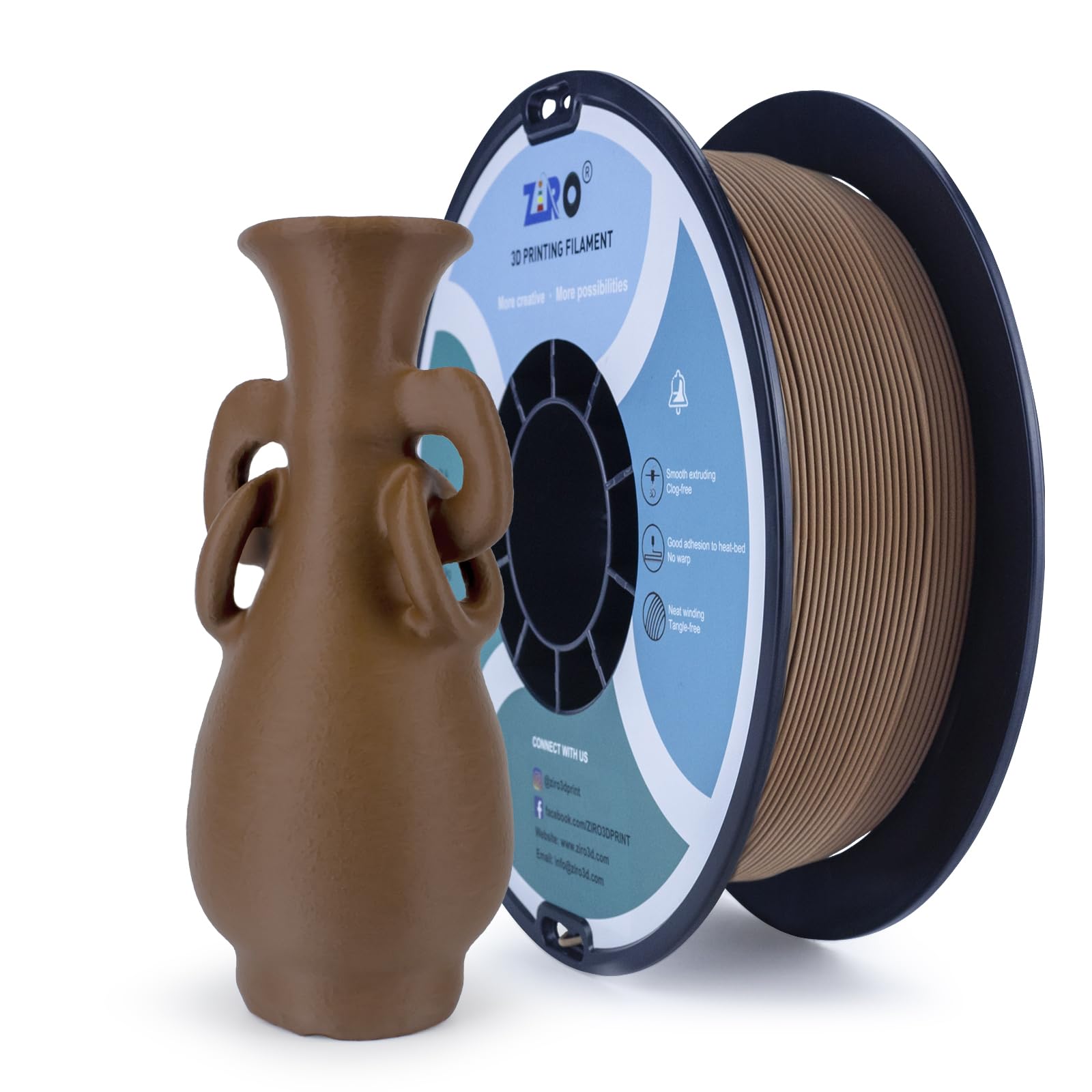 ZIRO Matte PLA Filament 1.75mm, Pure Color No-Shine 3D Printer Filament, High Toughness 3D Printing Material, Dimensional Accura